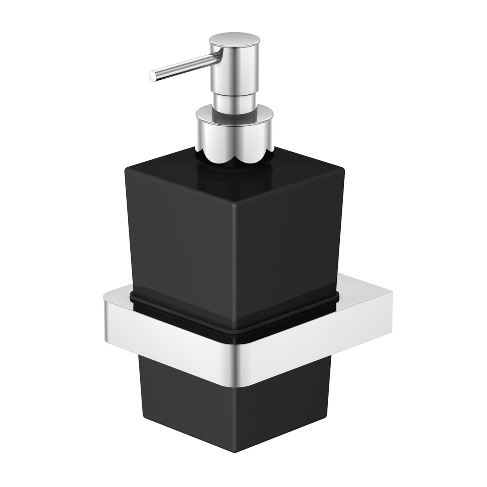 Steinberg Serie 420 wand zeepdispenser met glas, mat zwart, chroom