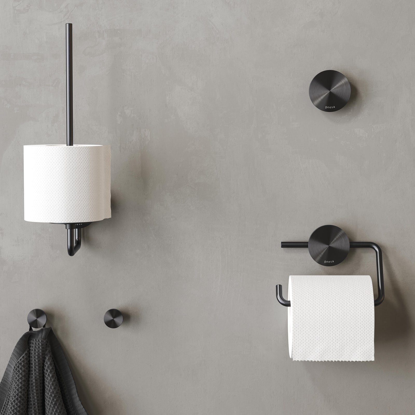 Geesa Opal toiletrolhouder zonder klep, zwart metaal geborsteld