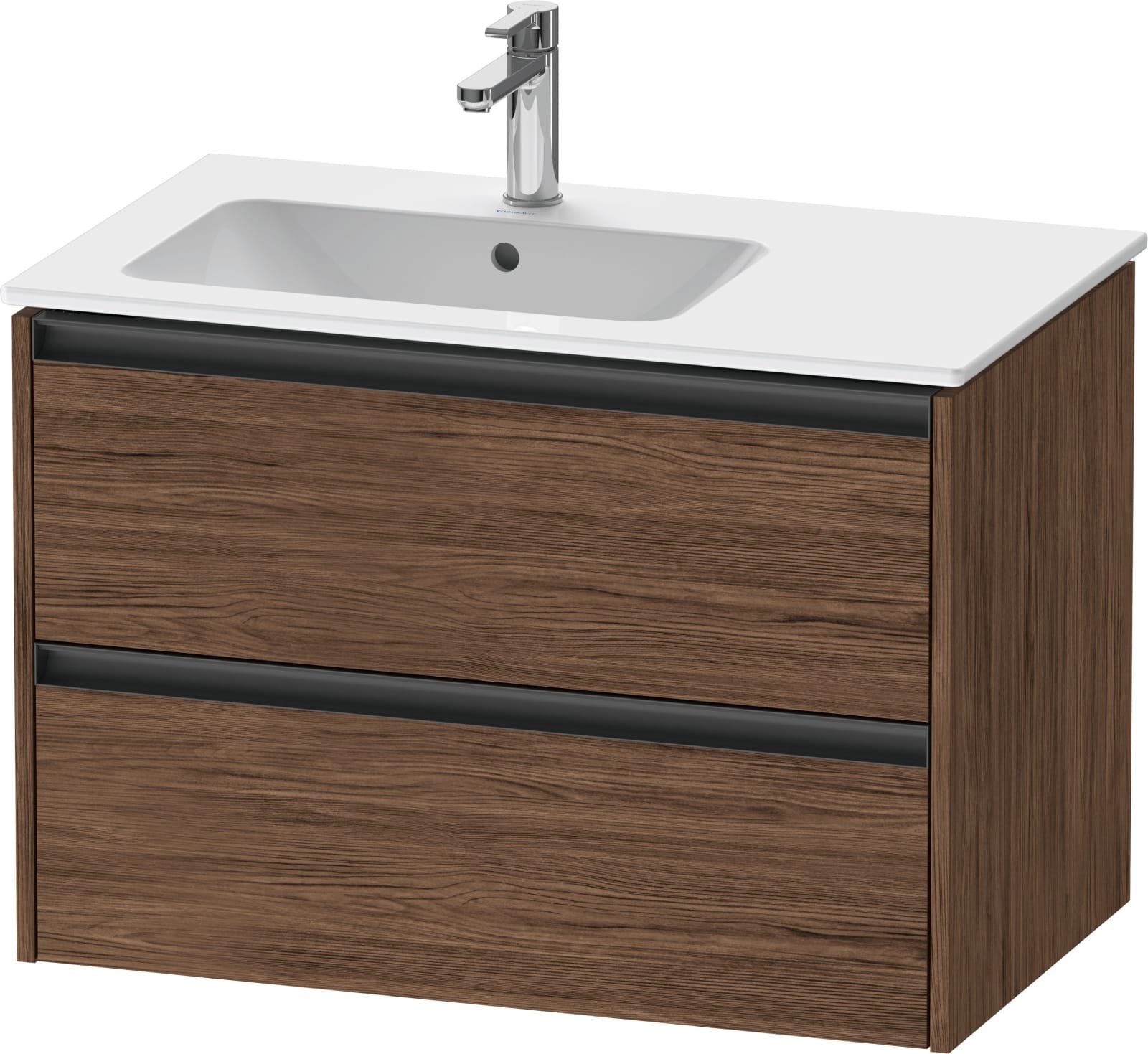 Duravit Ketho.2 Wastafelonderbouw hangend, Noten donker Mat, rechthoekig, aantal kleine lades: 2 – K25267021210000