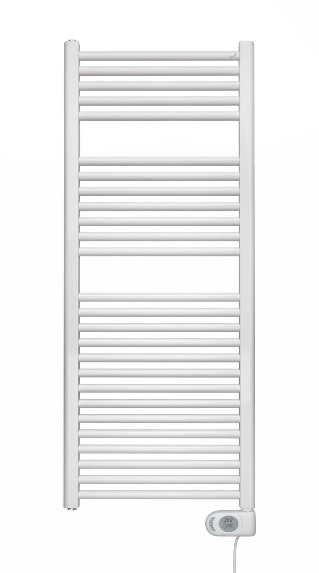 Zehnder Aura elektrische handdoekradiator 300W, D-profiel stralingsbuis, schakelklok, hxbxd 786x400x30mm, glans wit