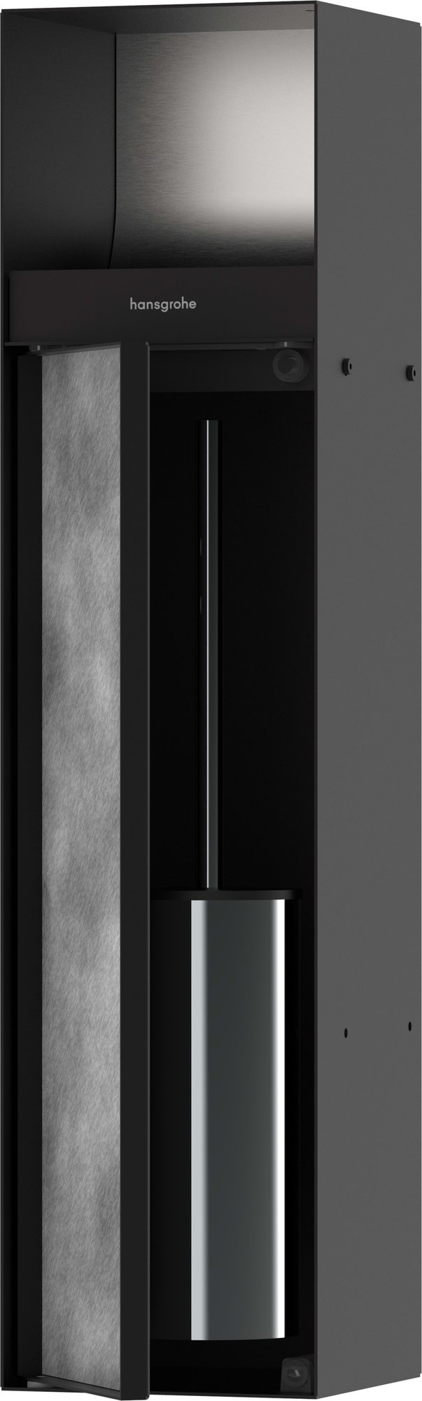 Hansgrohe XtraStoris Rock inbouw toiletborstelhouder, rolhoudr, betegelbare deur mat zwart