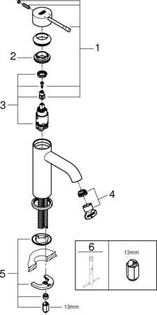 Grohe Essence New, Wastafelmengkraan, S-size, eengreeps, 1-gats, 174mm hoogte, glad, 116mm uitloop, vast, cool sunrise geborsteld