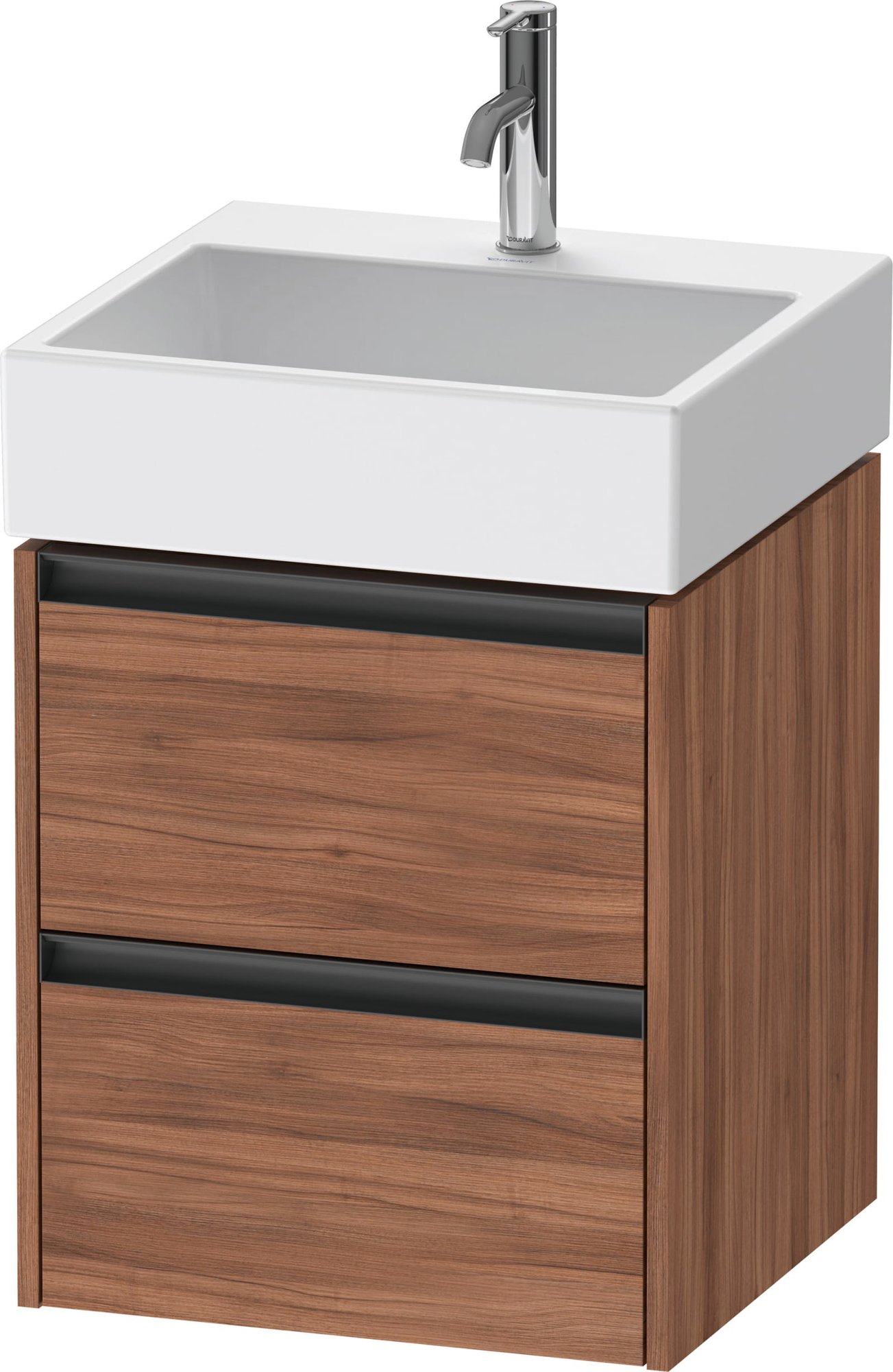 Duravit Ketho.2 Wastafelonderbouw hangend, Noten Mat, rechthoekig, aantal kleine lades: 2 – K25274079790000