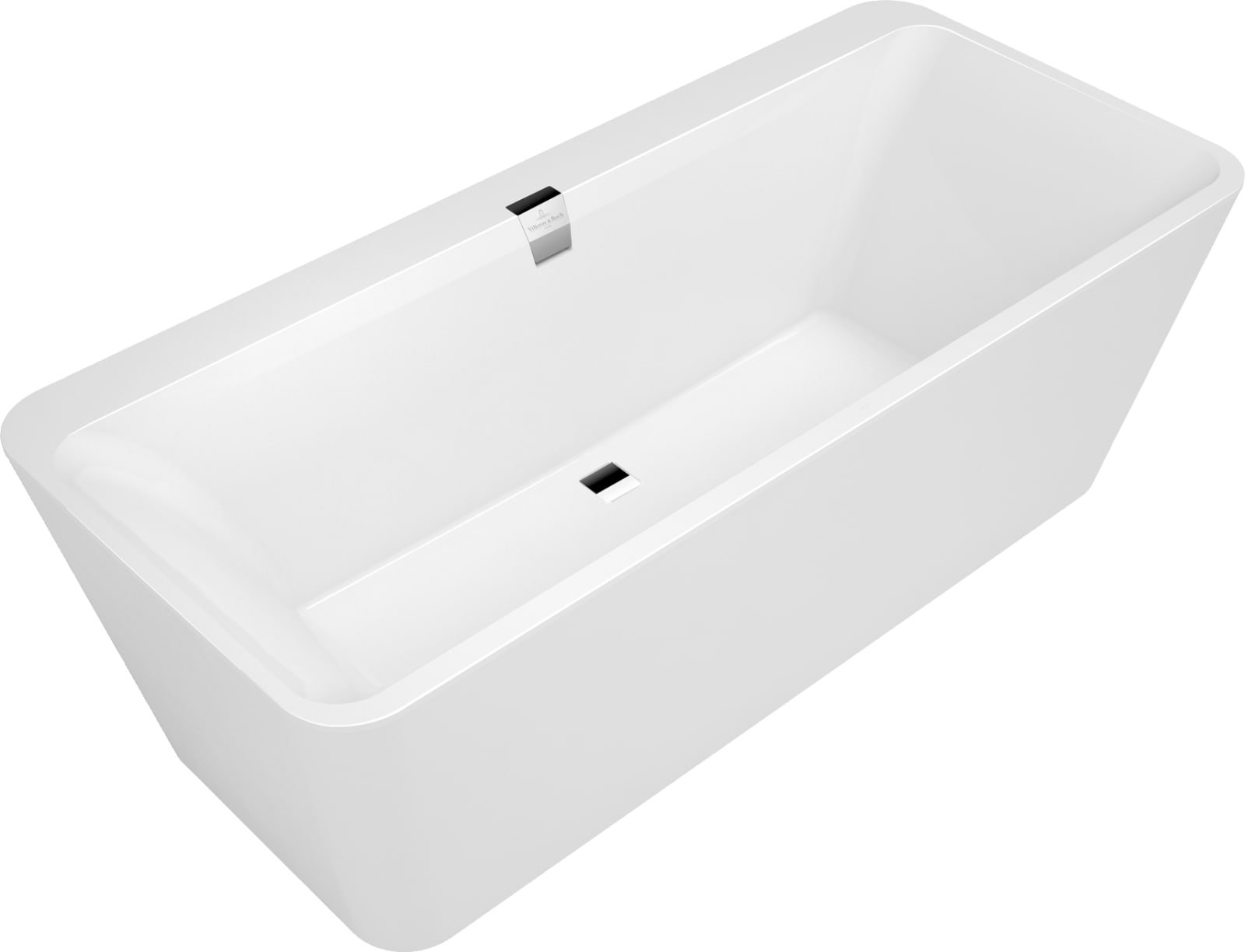 Villeroy & Boch, Squaro Edge 12 Quaryl ovaal duo bad 1800x800mm met badpoten, afvoer-/overloopkombinatie en paneel, wit