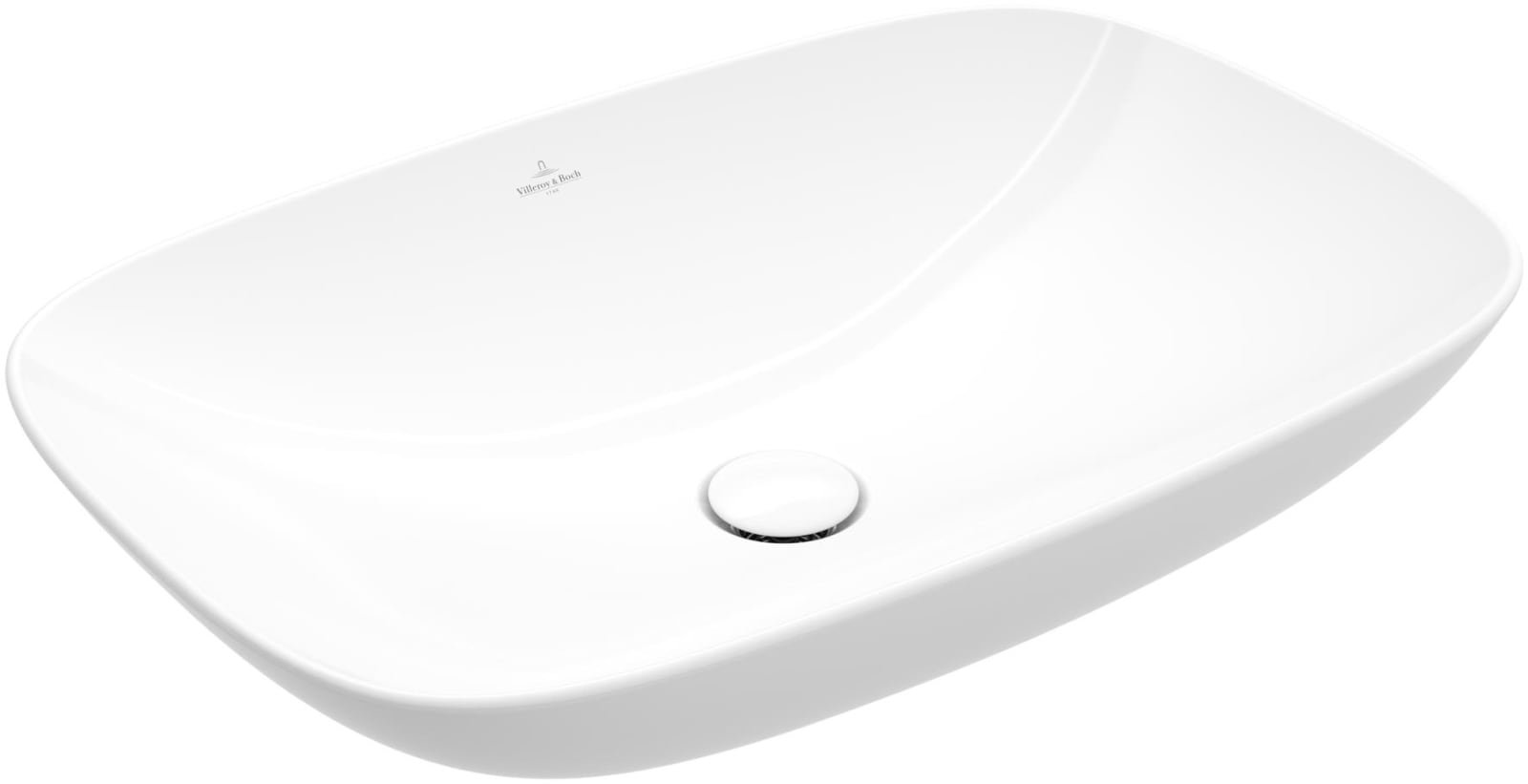 Villeroy & Boch Loop & Friends opzetwastafel rechthoek 620x420mm, zonder kraangatbank, zonder overloop, Graphite CeramicPlus