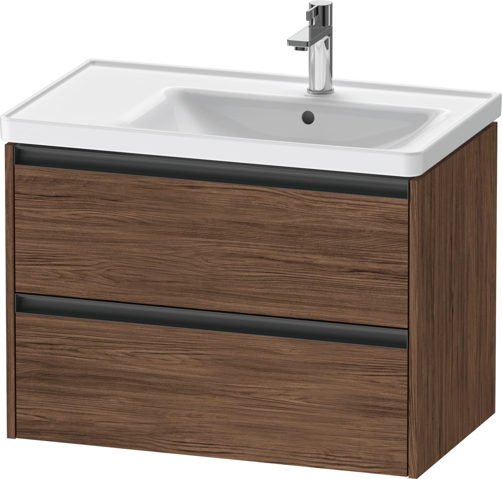 Duravit Ketho.2 Wastafelonderbouw hangend, Noten donker Mat, rechthoekig, aantal kleine lades: 2 – K25286021210000
