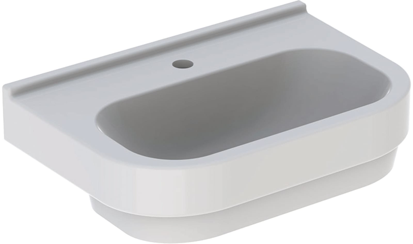 Geberit 300 Basic, Wastafel, 1x waskom, kraangat midden, keramiek, 600 x 400 x 195mm (BxDxH), wit (compact)