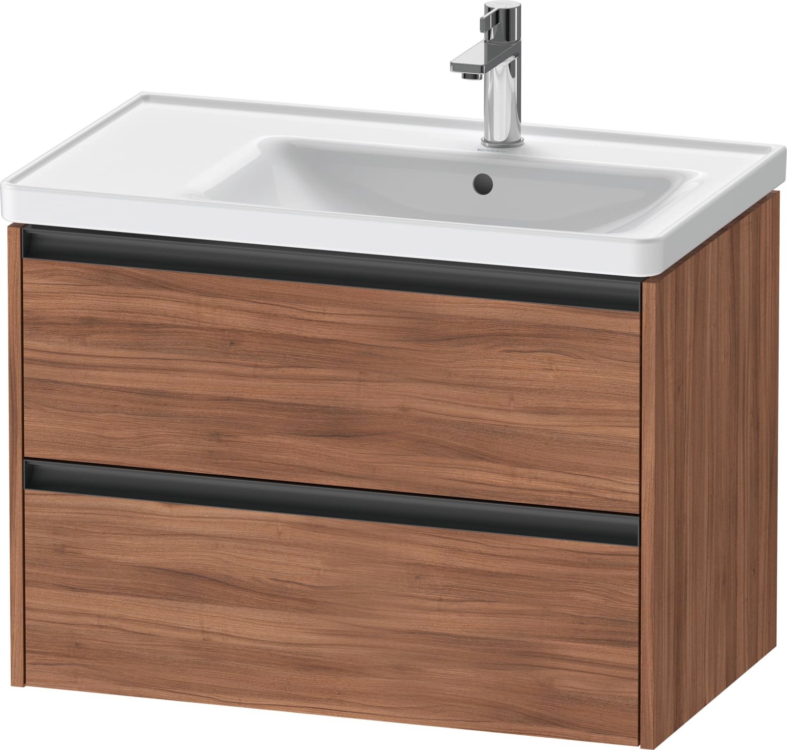 Duravit Ketho.2 Wastafelonderbouw hangend, Noten Mat, rechthoekig, aantal kleine lades: 2 – K25286079790000