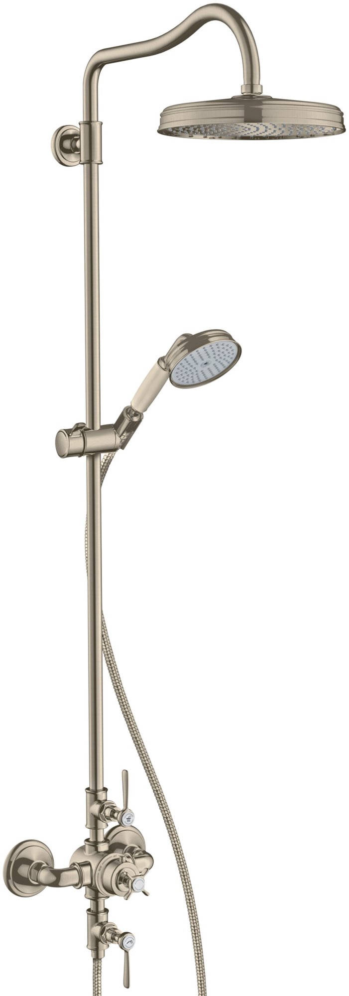 AXOR Montreux showerpipe met 1jet hoofddouche en thermostaat brushed nickel