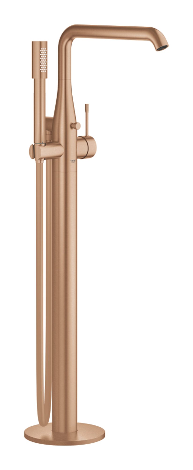 Grohe Essence New, Badmengkraan vrijstaand, vloer, eengreeps, met omstelinrichting, 277mm uitloop, draaibaar, warm sunset geborsteld