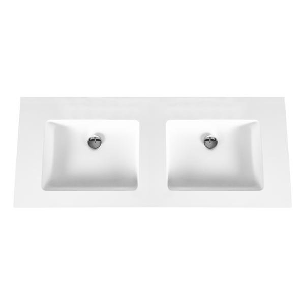 ALONI SOLID SURFACE DUBBELE WASTAFEL ZONDER KRAANGAT (160CM) - WIT