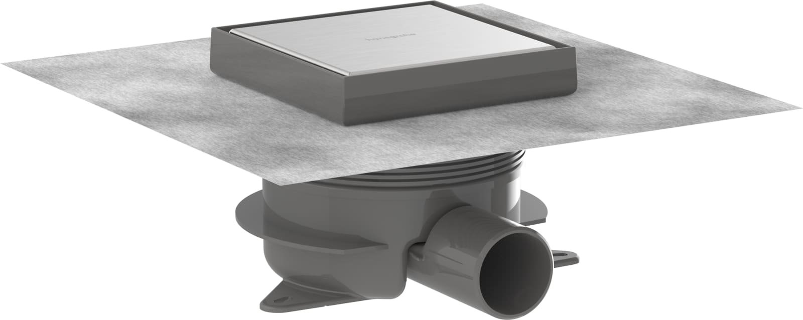Hansgrohe RainDrain Spot Plus compl.set 150/150 hoogte verstelbaar betegbr frame Brushed Stainless Steel