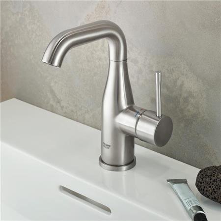 Grohe Essence New, Wastafelmengkraan, M-size, trekwaste, eengreeps, 1-gats, 174mm hoogte, 116mm uitloop, draaibaar, supersteel thumbnail 2