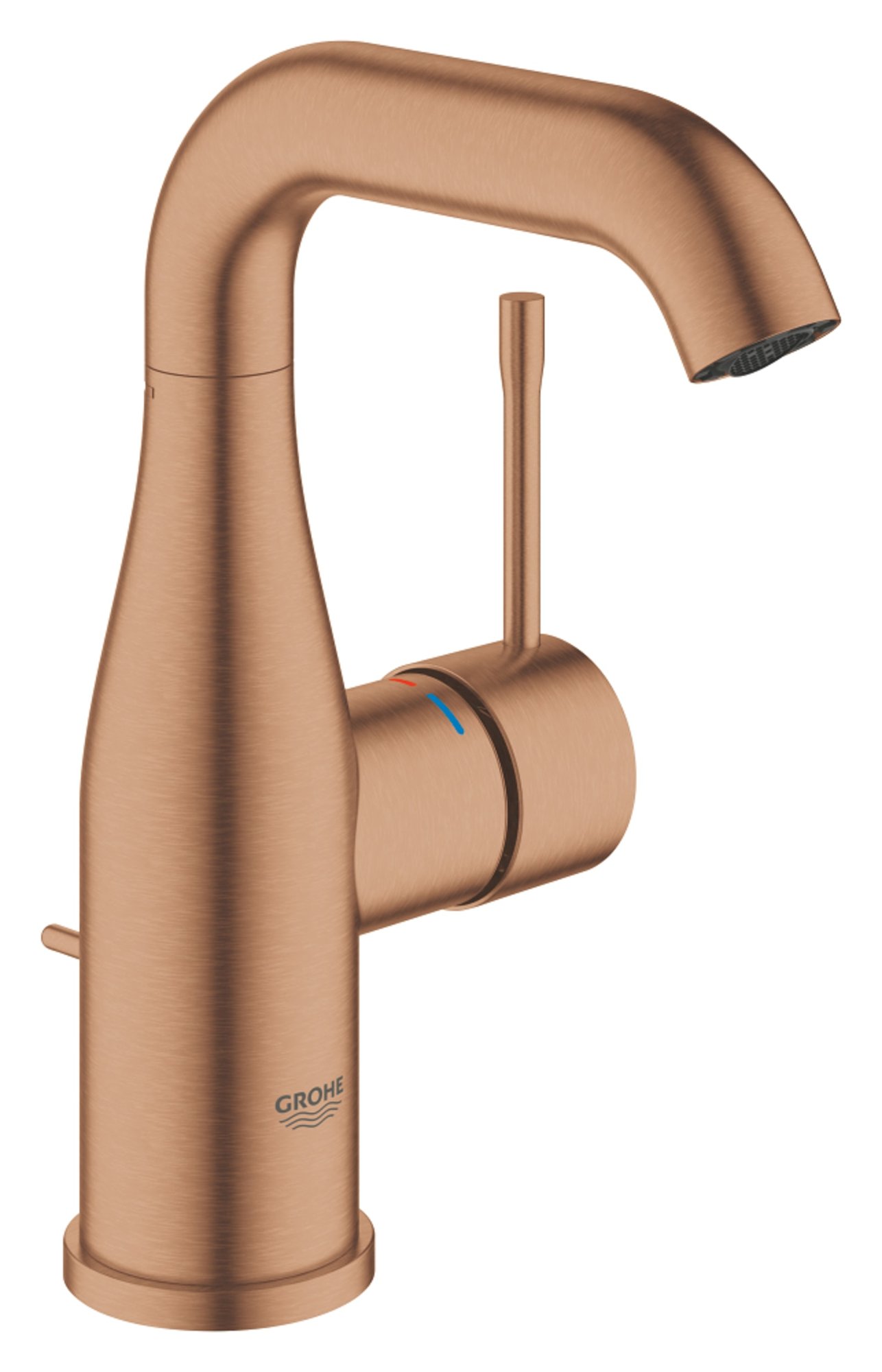 Grohe Essence New Wastafelmengkraan, M-size, trekwaste, eengreeps, 1gats, 193mm hoogte, 114mm uitloop, draaibaar, warm sunset