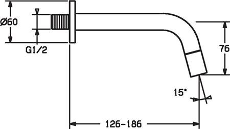 Hansanova Style tapkraan, wanduitloop, 1/2"aansluiting, sprong 186mm, mat zwart
