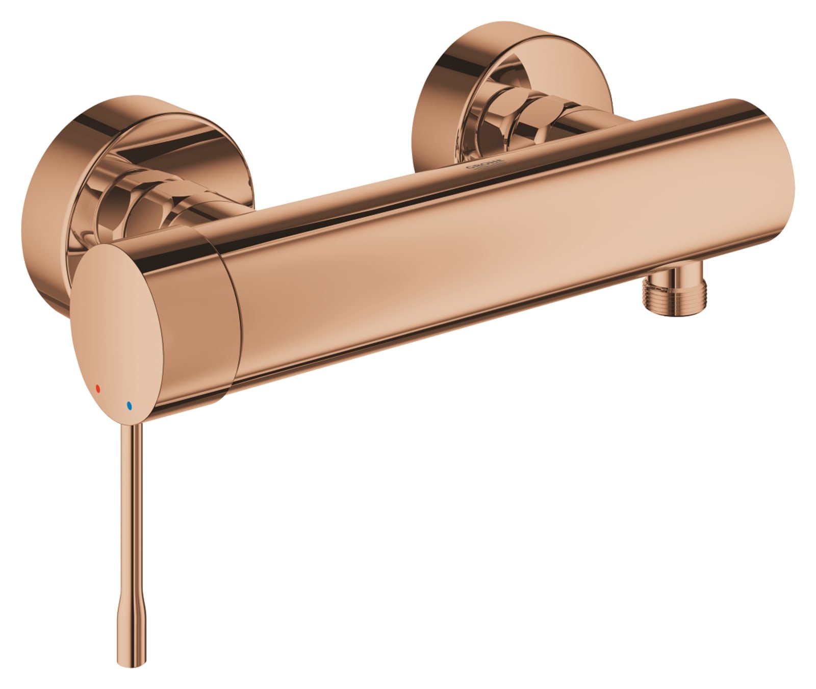Grohe Essence New, Douchemengkraan, wand, eengreeps, 2-gats, cartouche keramisch, 150mm hartafstand, met koppelingen, warm sunset