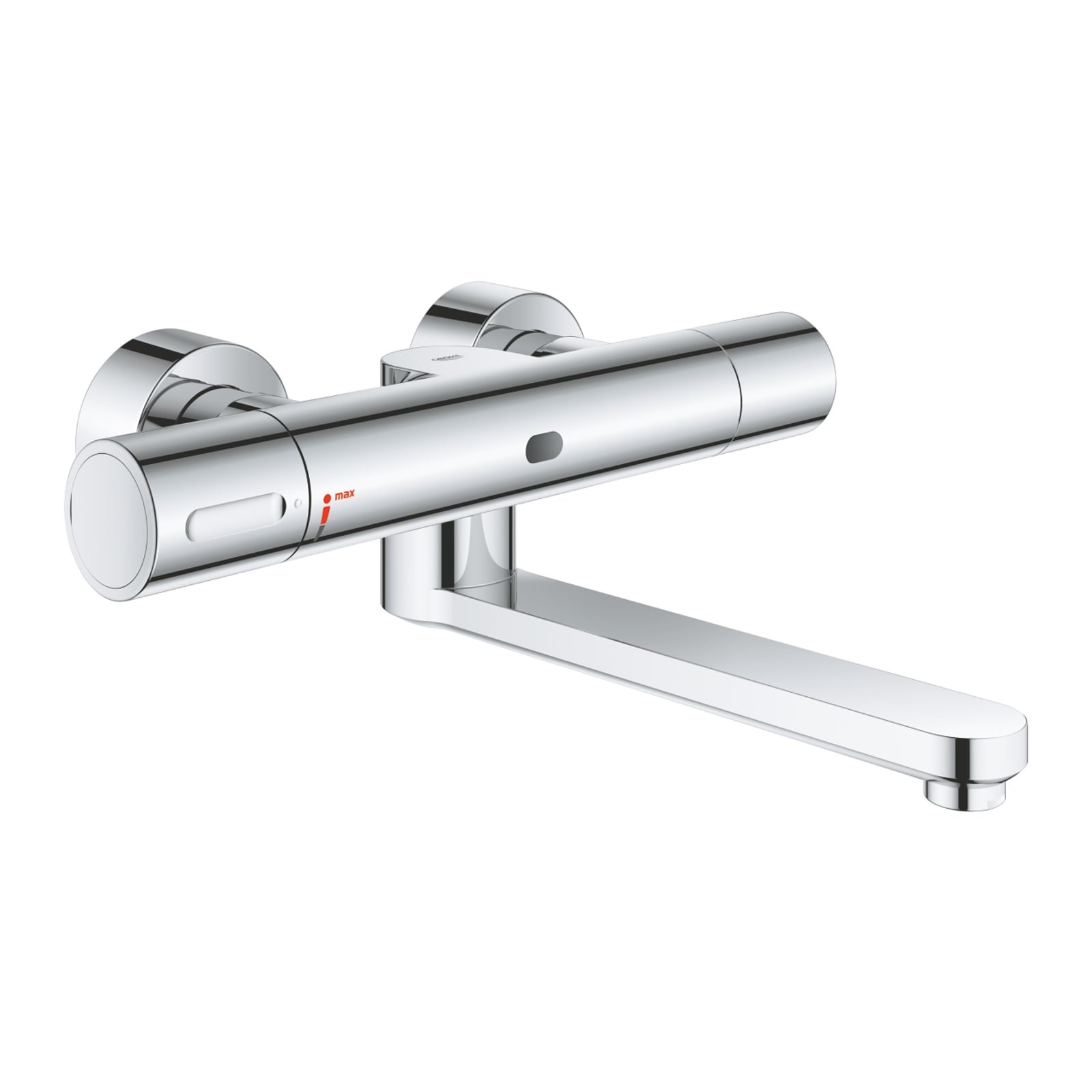 Grohe Eurosmart Cosmopolitan E, Wandmengkraan, thermostaat, elektronisch, infrarood, 6V batterij, 287mm uitloop, draaibaar, chroom