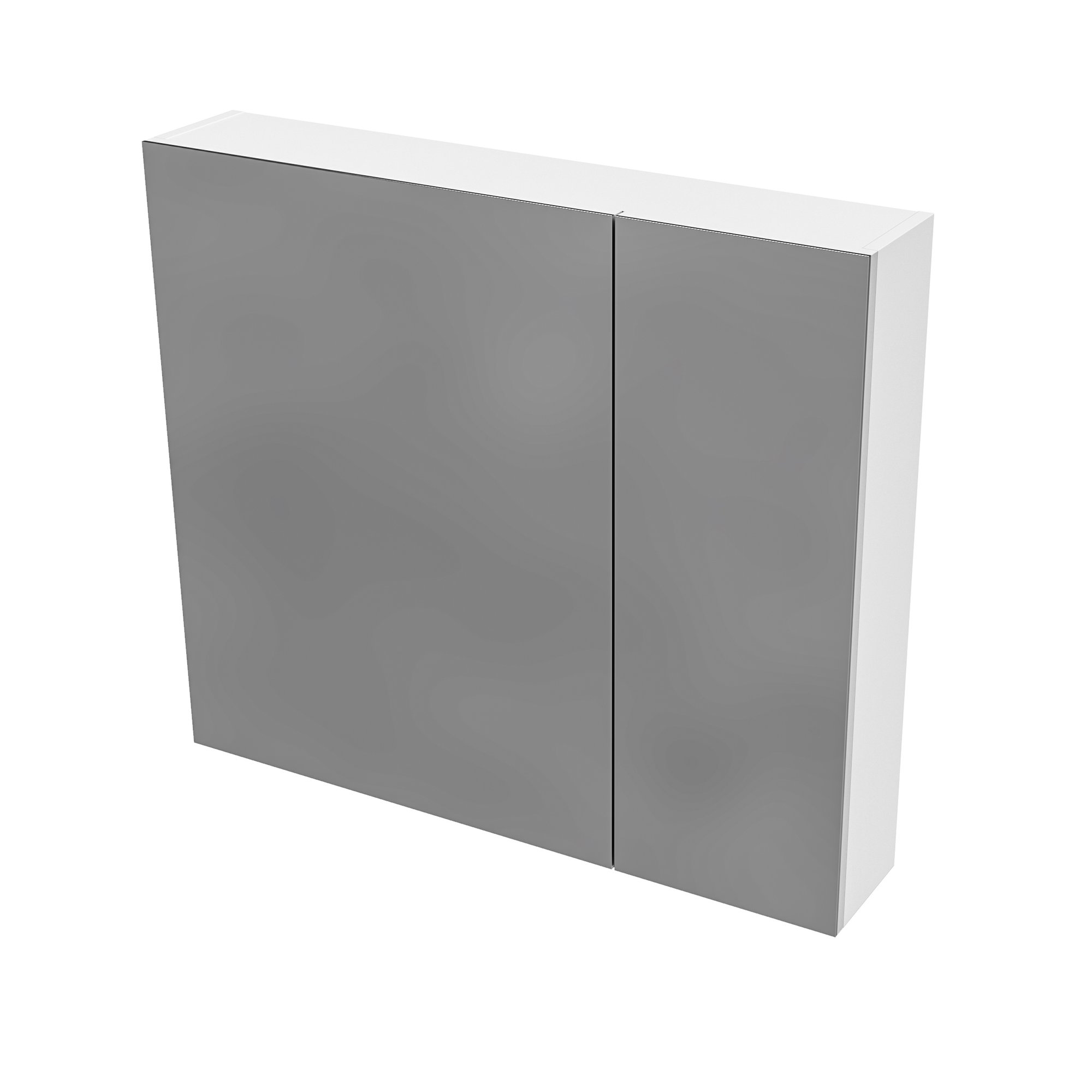 HAYAT SPIEGELKAST - 2 ASSYMETRISCHE, ENKELZIJDIGE SPIEGELDEUREN - 4 IN HOOGTE VERSTELBARE LEGPLANKEN - 80X70X15CM - GLANZEND WIT