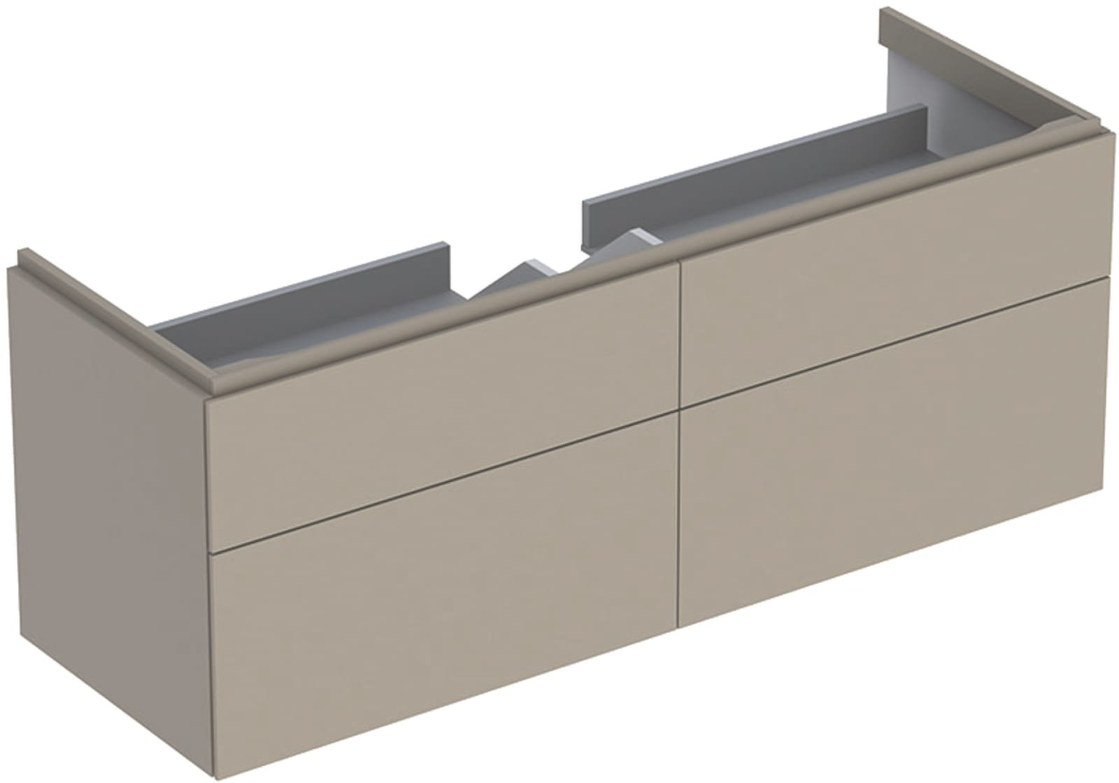 Geberit Xeno2 wastafelonderkast, 4 laden, soft-close, wandmontage, hxbxd 530x1374x462mm, mat greige
