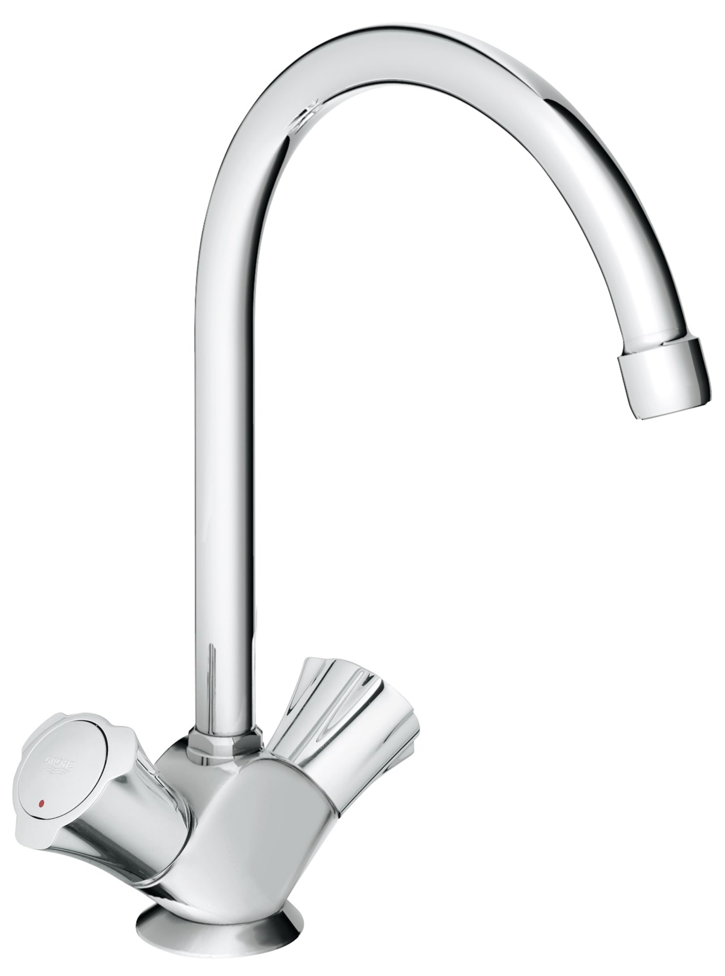 Grohe Costa L, Keukenmengkraan, tweegreeps, 282mm hoogte, 192mm hoogte kraanmond, 182mm voorsprong uitloop hoog, draaibaar, chroom
