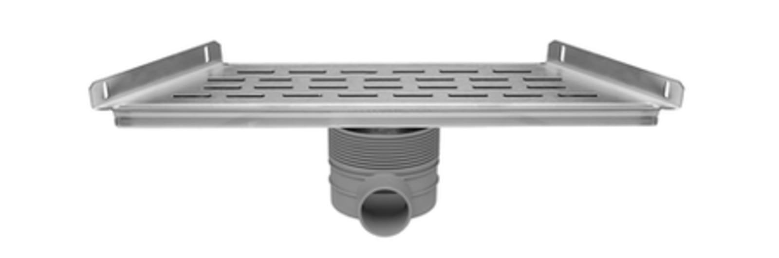 Easy Drain Multi Trapezium RVS douchegoot, LxB= 300x98mm, trapezium met RVS rooster, schuifeind horizontaal 50mm met sifon