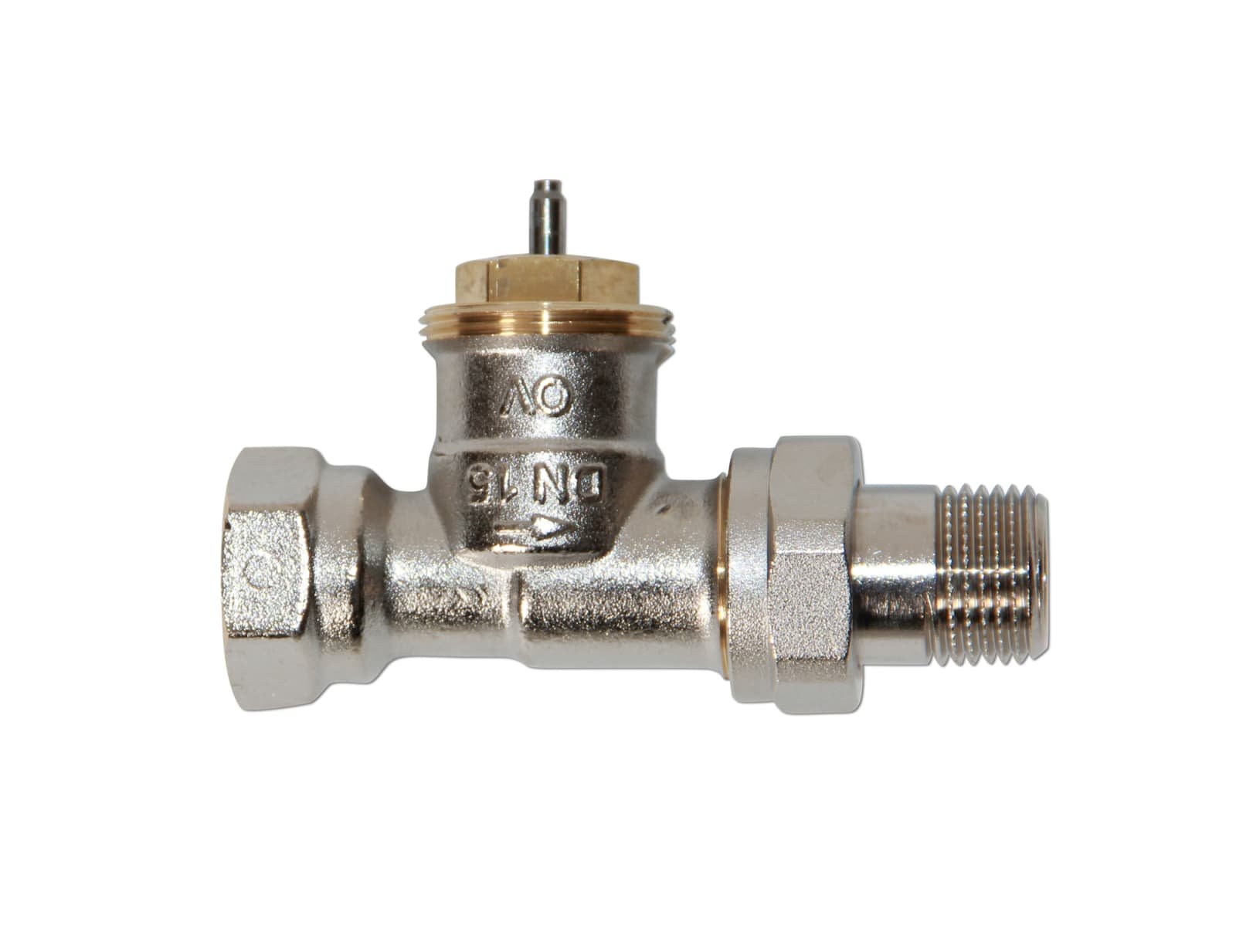 Oventrop afsluiter voor thermostaten reeks A, PN10, DN15, R 1/2, recht, vernikk.