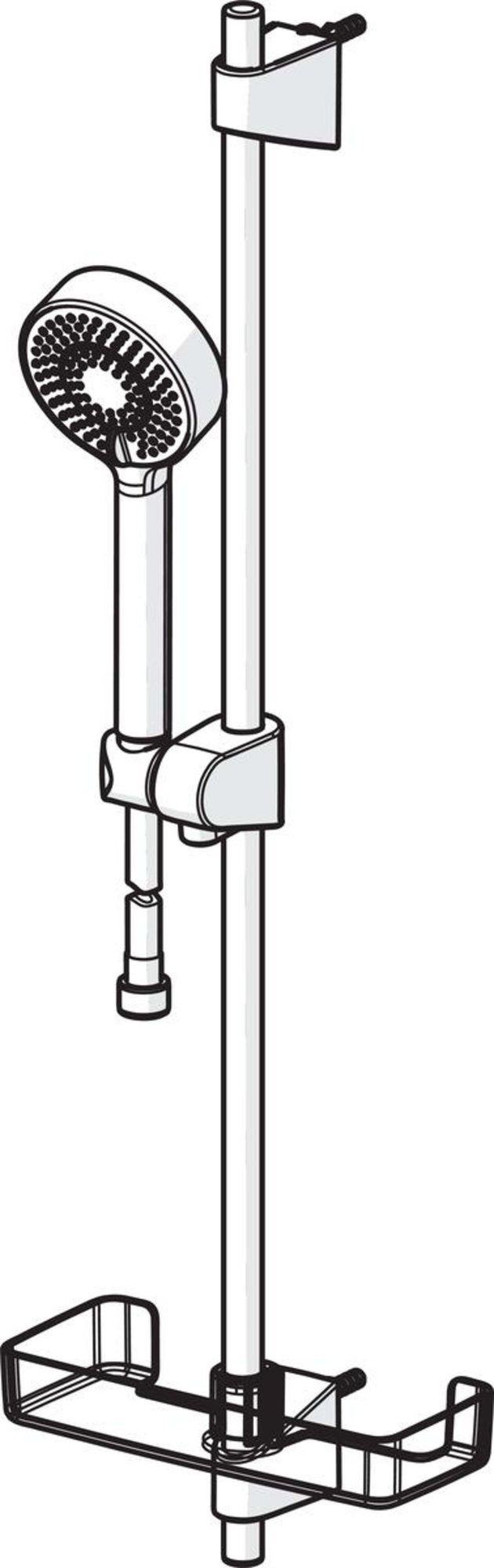 HansaBasicJet glijstangset, handdouche 3 stralen Ø95mm, glijstang 720mm, verstelbare bevestiging, zeepschaal, slang 1750mm, chroom