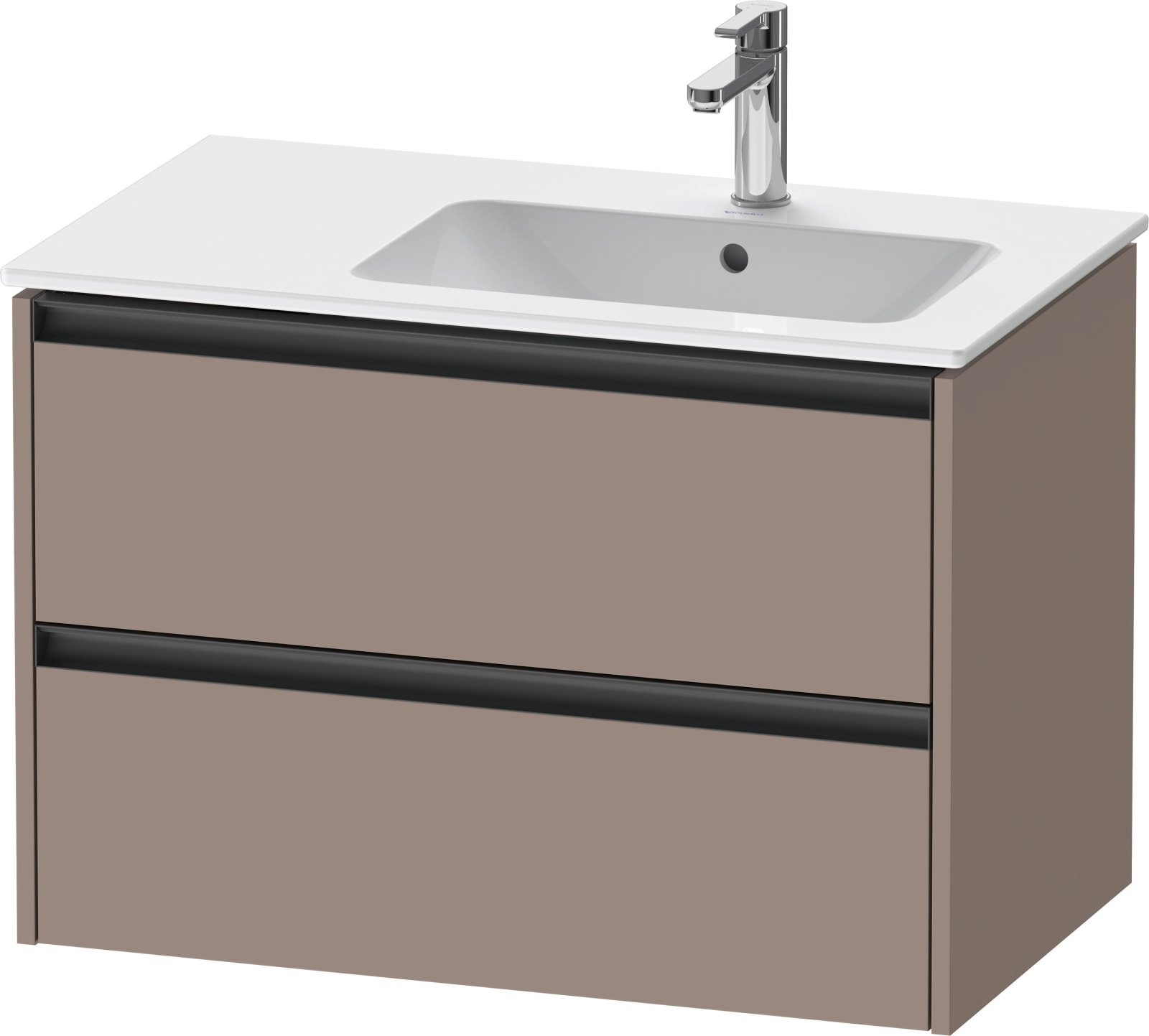 Duravit Ketho.2 Wastafelonderbouw hangend, Basalt Mat, rechthoekig, aantal kleine lades: 2 – K25268043430000