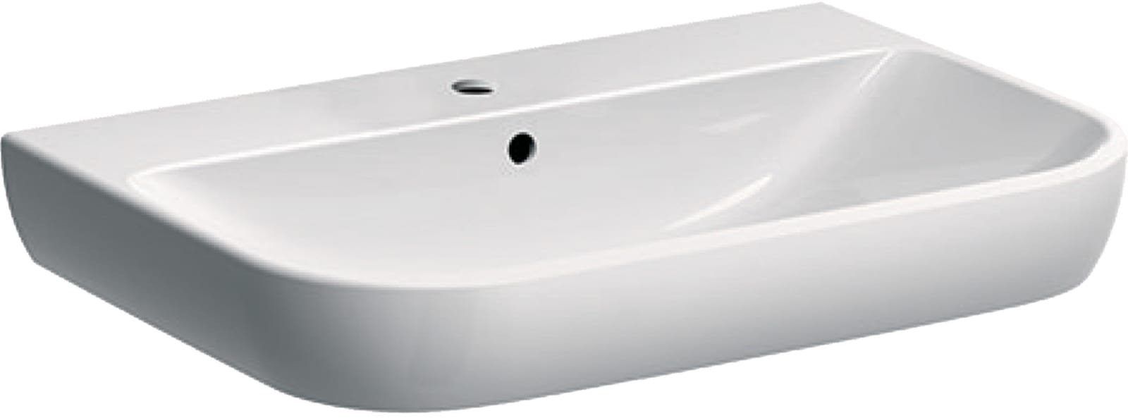 Geberit Smyle, Wastafel, 1x waskom, kraangat midden, overloop, keramiek, 700 x 480 x 170mm (BxDxH), wit