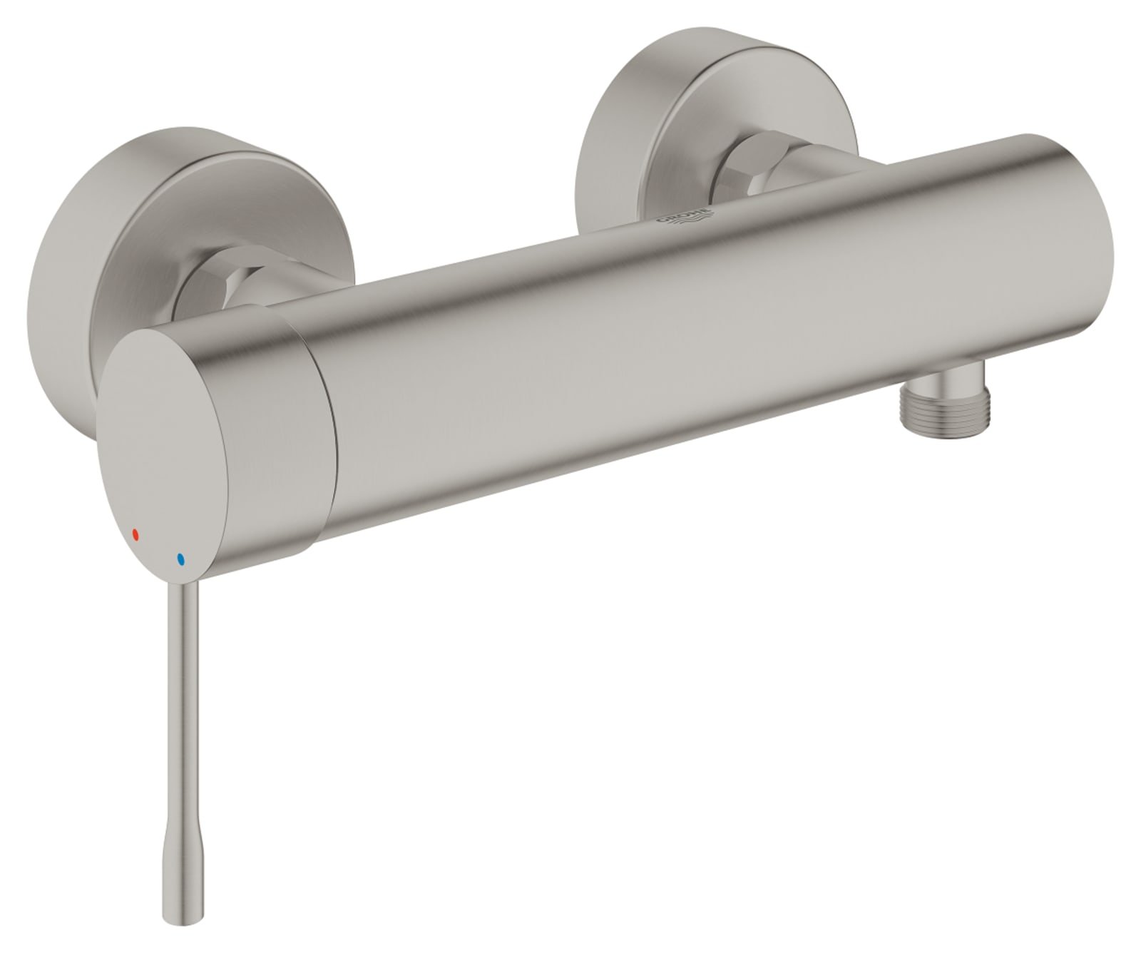 Grohe Essence New, Douchemengkraan, wand, eengreeps, 2-gats, cartouche keramisch, 150mm hartafstand, met koppelingen, supersteel