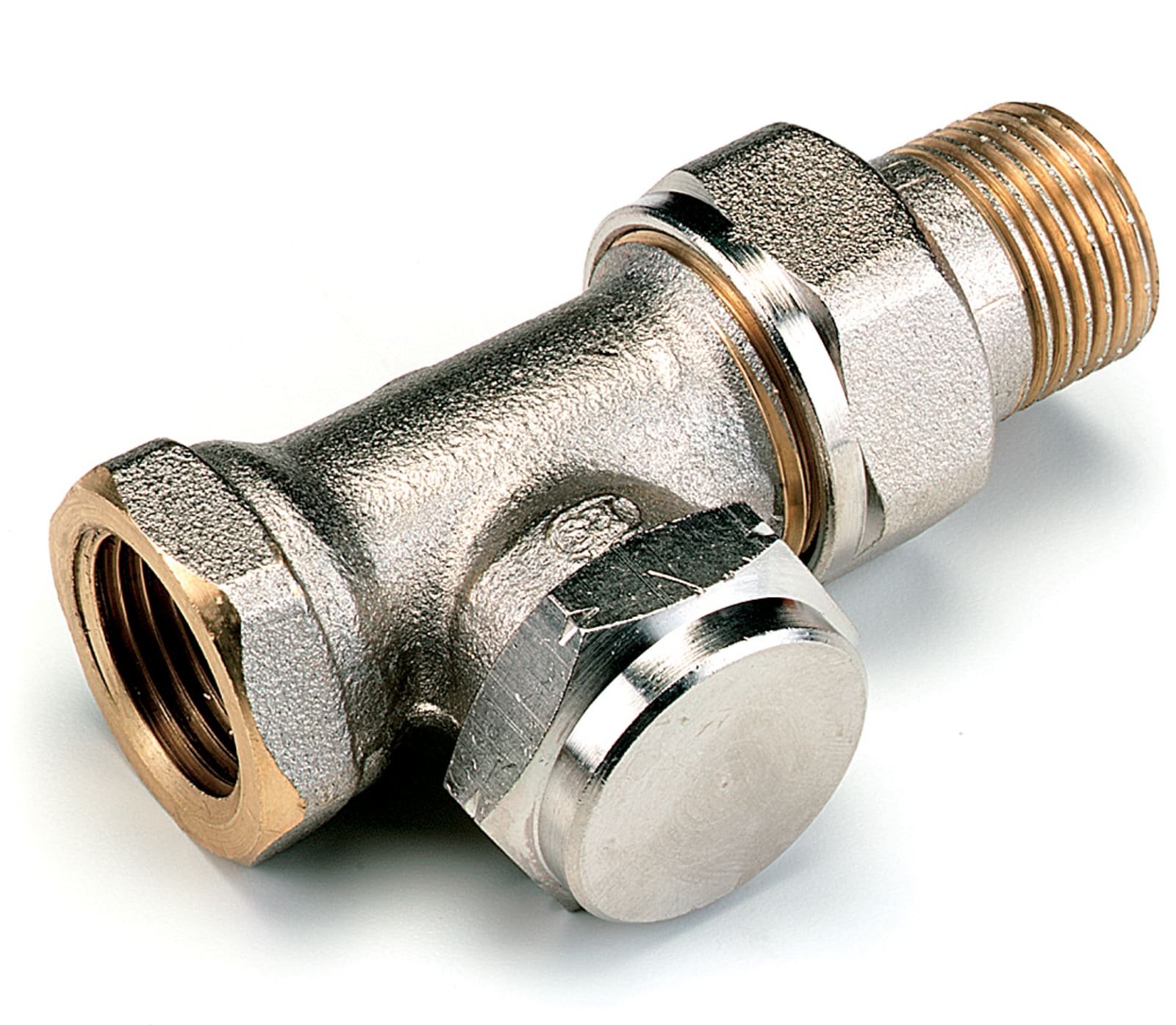 Comap voetventiel, messing, 1/2" (15), recht, staartstuk/binnendraad, vernikkeld, bediening: nok