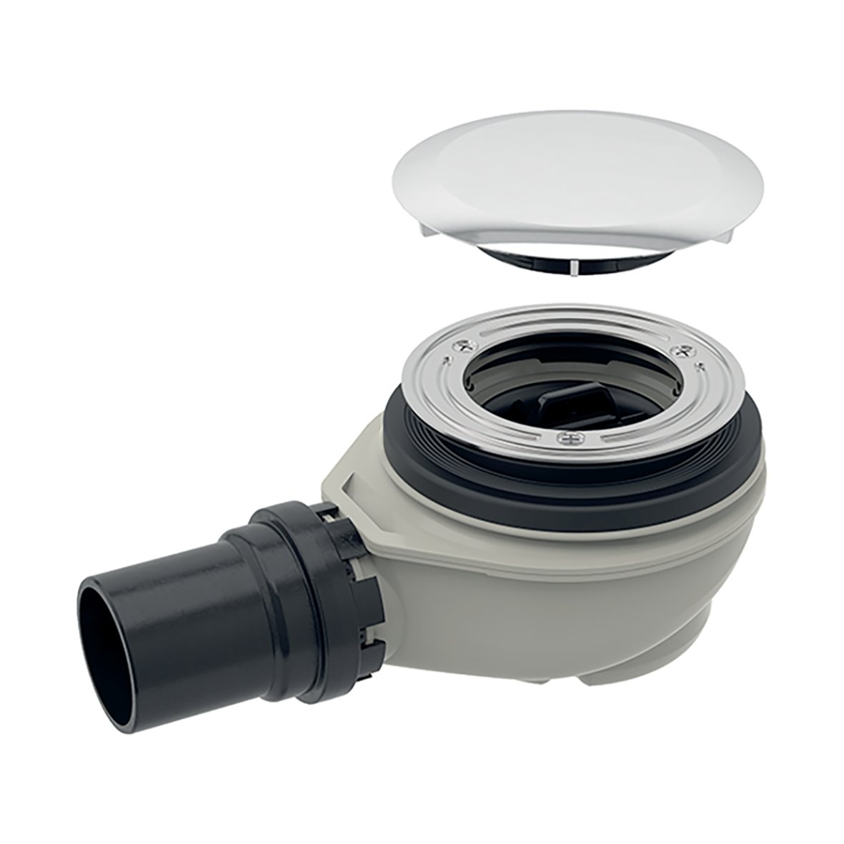 GEBERIT DOUCHEBAKSIFON - MET AFDEKPLAATJE - D90MM - AFVOER 50MM - CHROOM