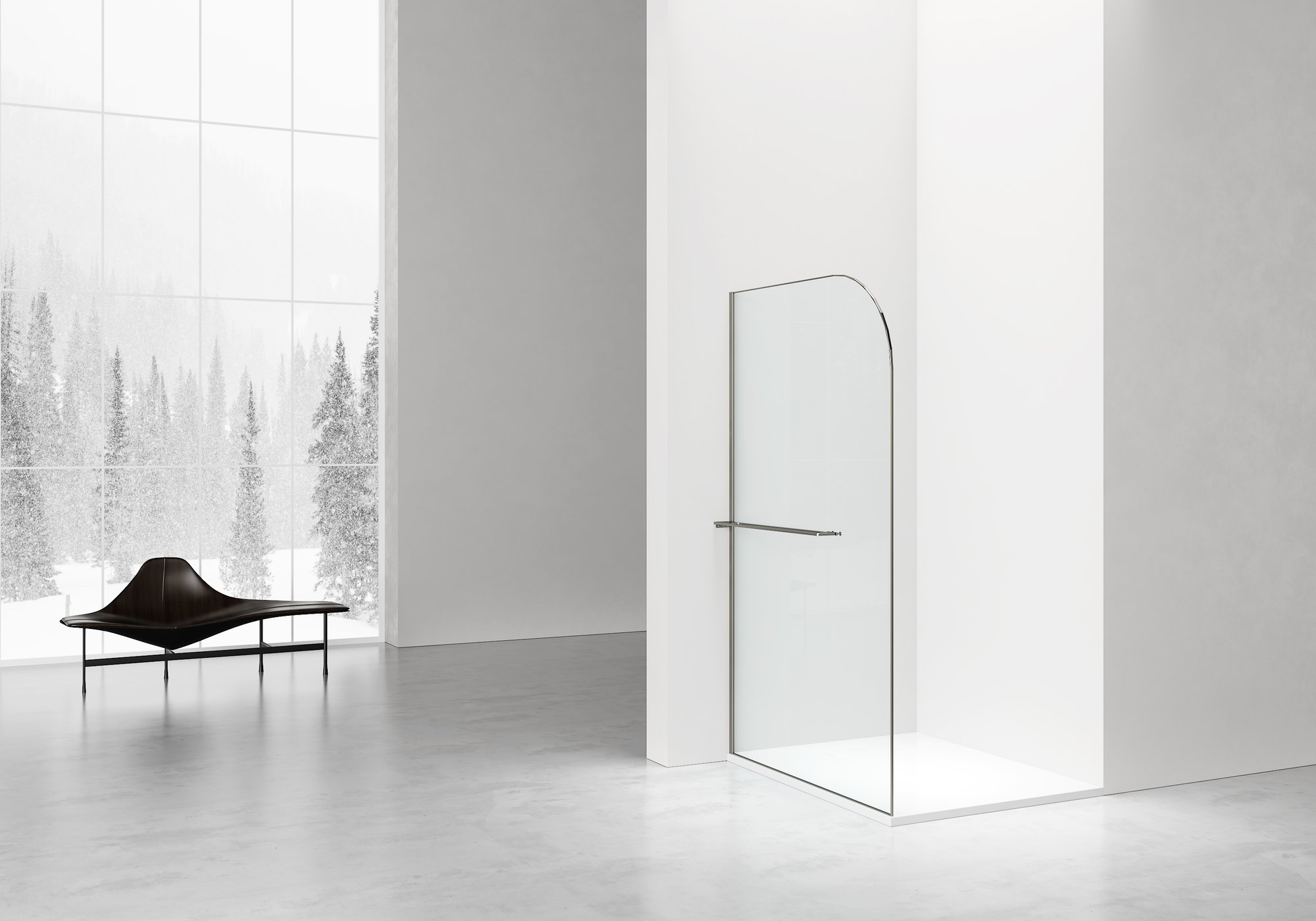 CURVY INLOOPDOUCHE MET HANDDOEKHOUDER - GEBOGEN - MET ANTI-KALKBEHANDELING - OMKEERBAAR - 8MM VEILIGHEIDSGLAS - 120X200CM - GUNMETAL - HELDER GLAS