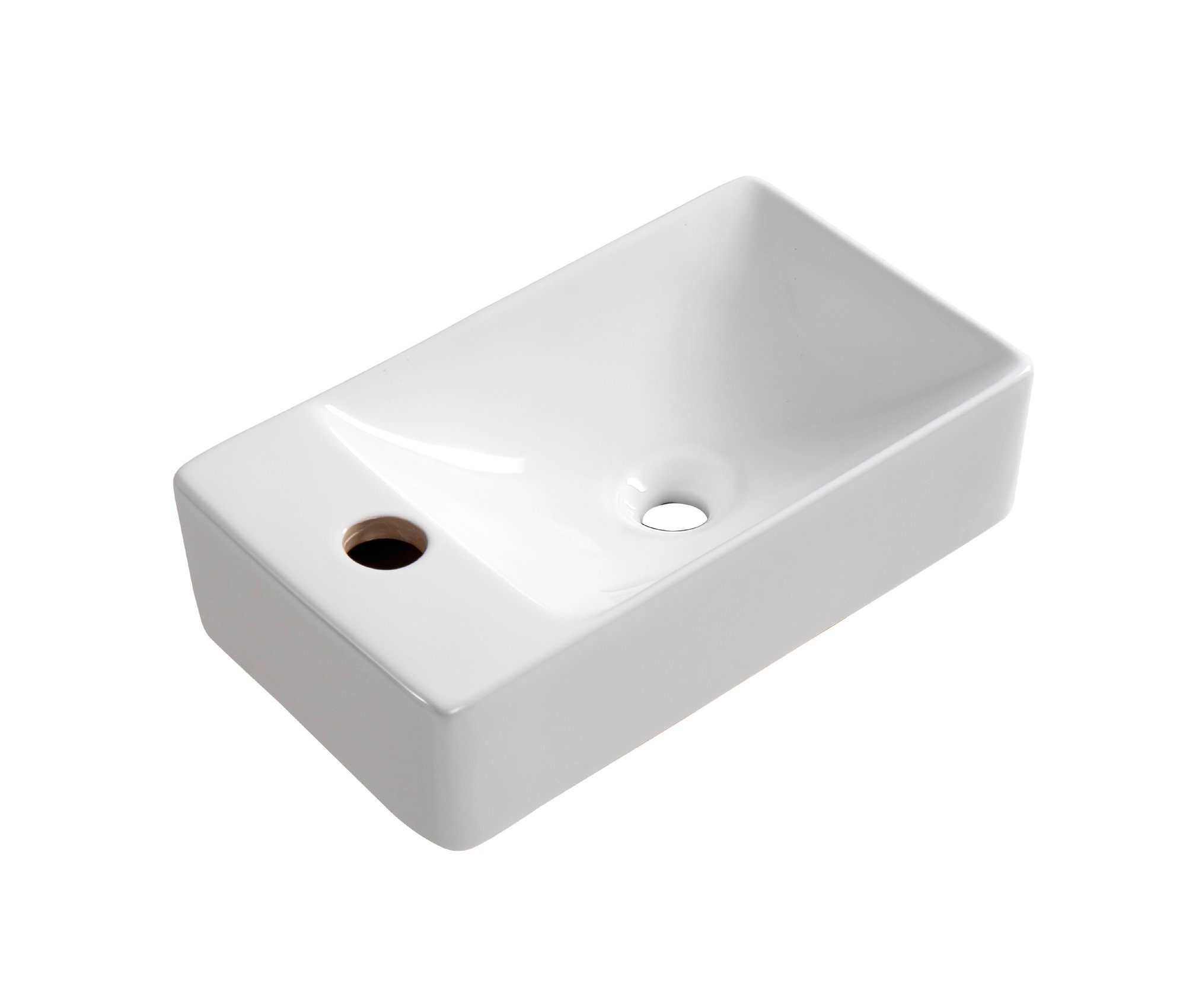 ALONI FONTEIN - ZONDER OVERLOOP - KRAANGAT LINKS - KERAMIEK - 38X10X22CM - GLANZEND WIT