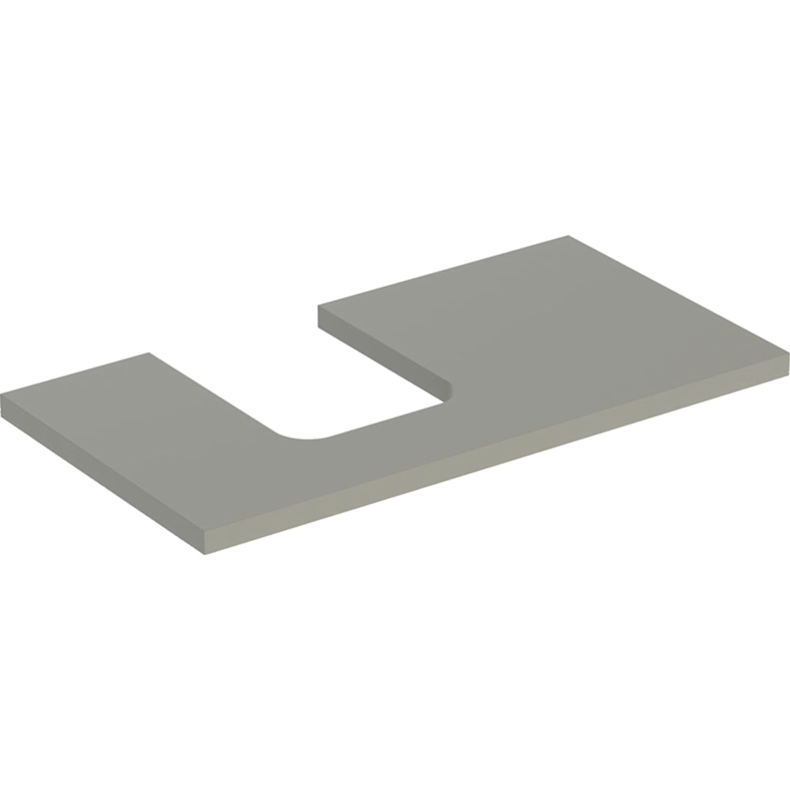 Geberit ONE wastafelblad voor opzetwastafel thin rim links 90cm greige mat