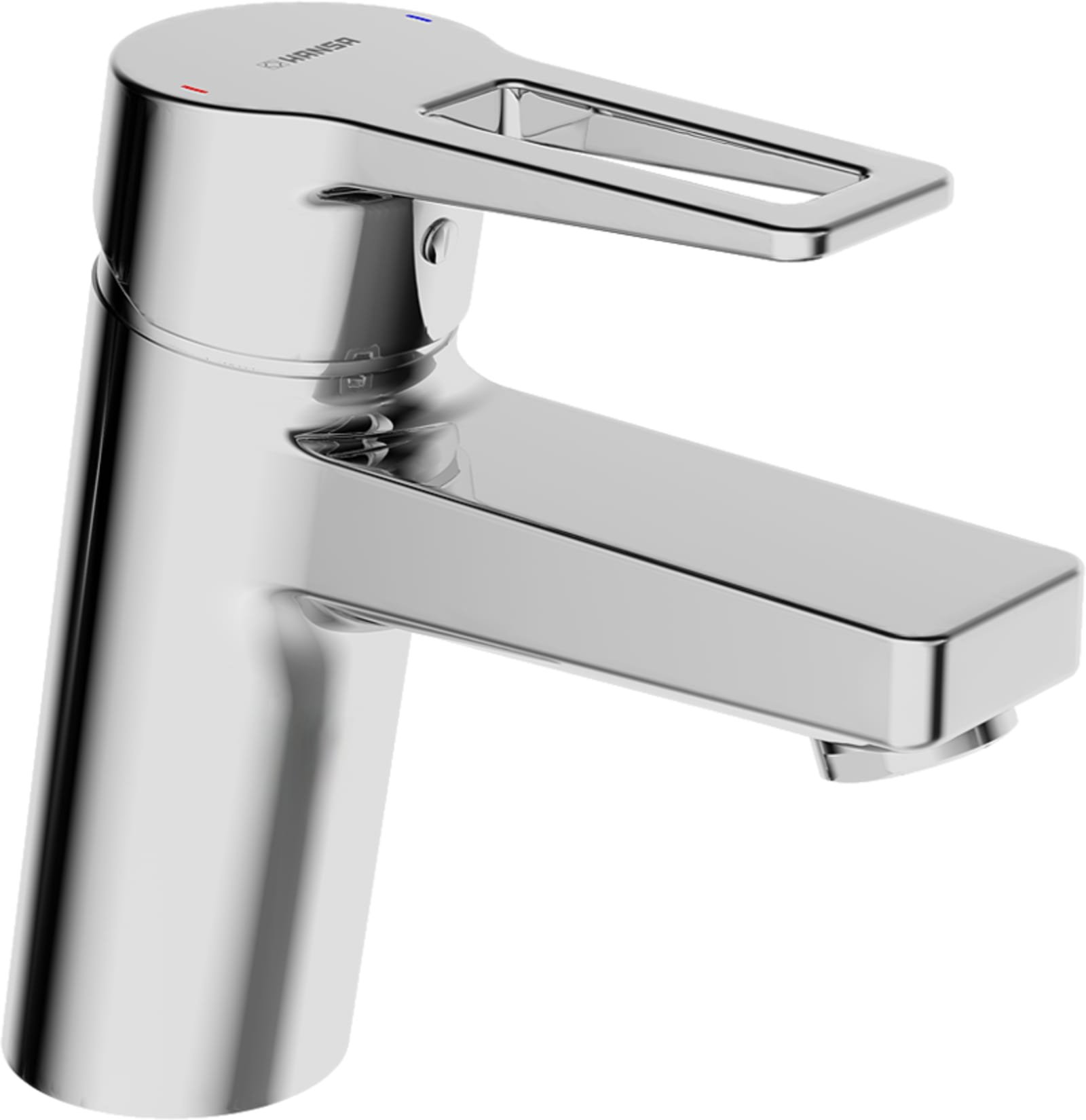 HansaTwist wastafelmengkraan, met vaste uitloop, zonder boorgat, open hendel, 3/8"flexibele aansluitslangen, sprong 121mm thumbnail 3