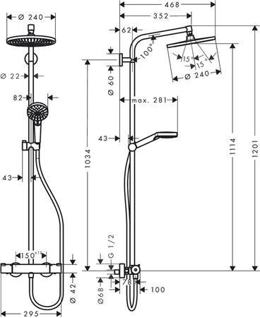 Hansgrohe Crometta S Showerpipe 240 1jet EcoSmart met thermostaat, chroom