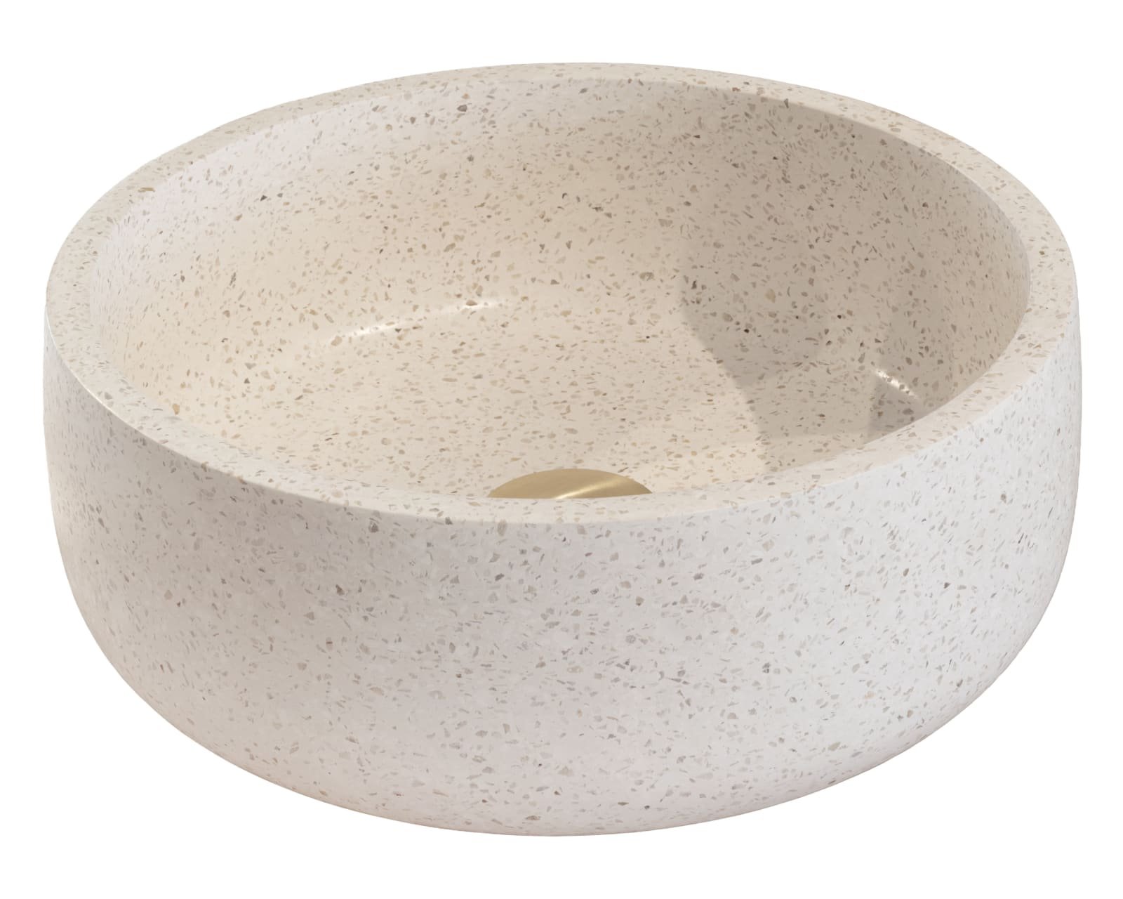 Waskom opbouw rond Lou (39 cm) terrazzo marmer light