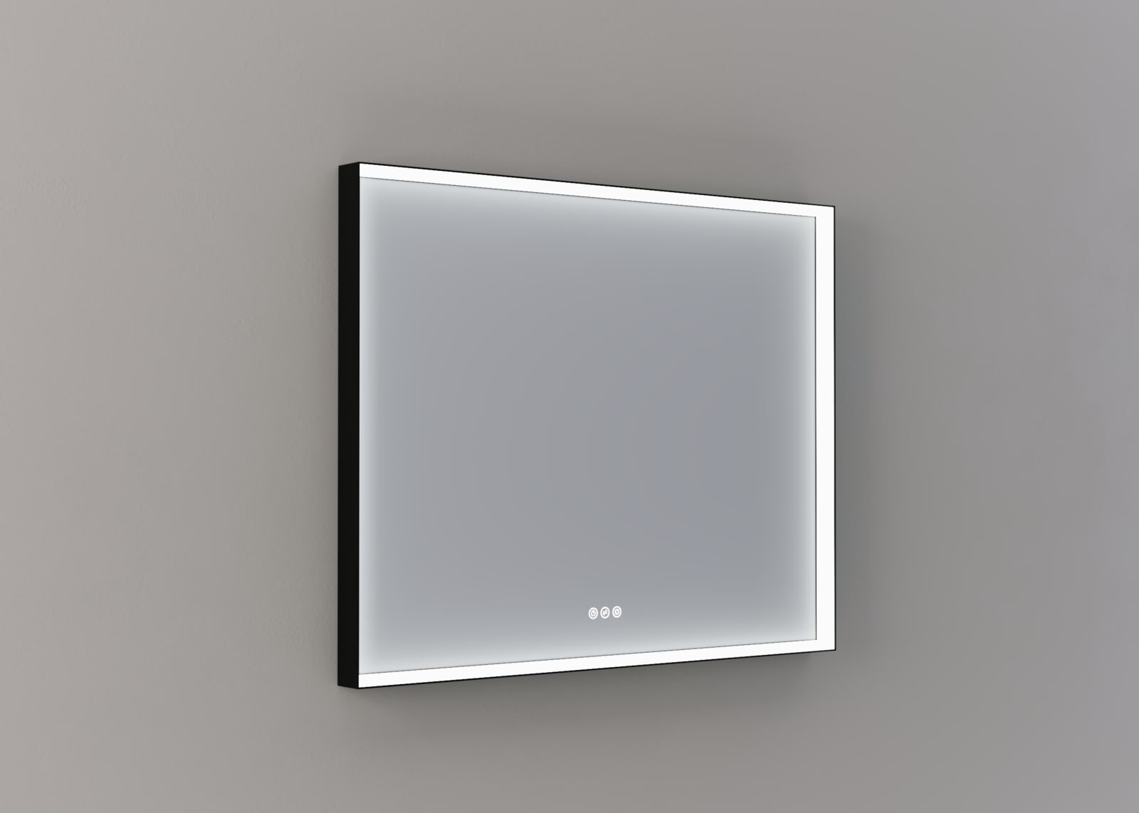 Blue Label Mette spiegel Nea, rechthoek 100x80cm. Indir LED rondom, kleurwissel, dimfunctie, memory, touchbedeining, mat zwart kader
