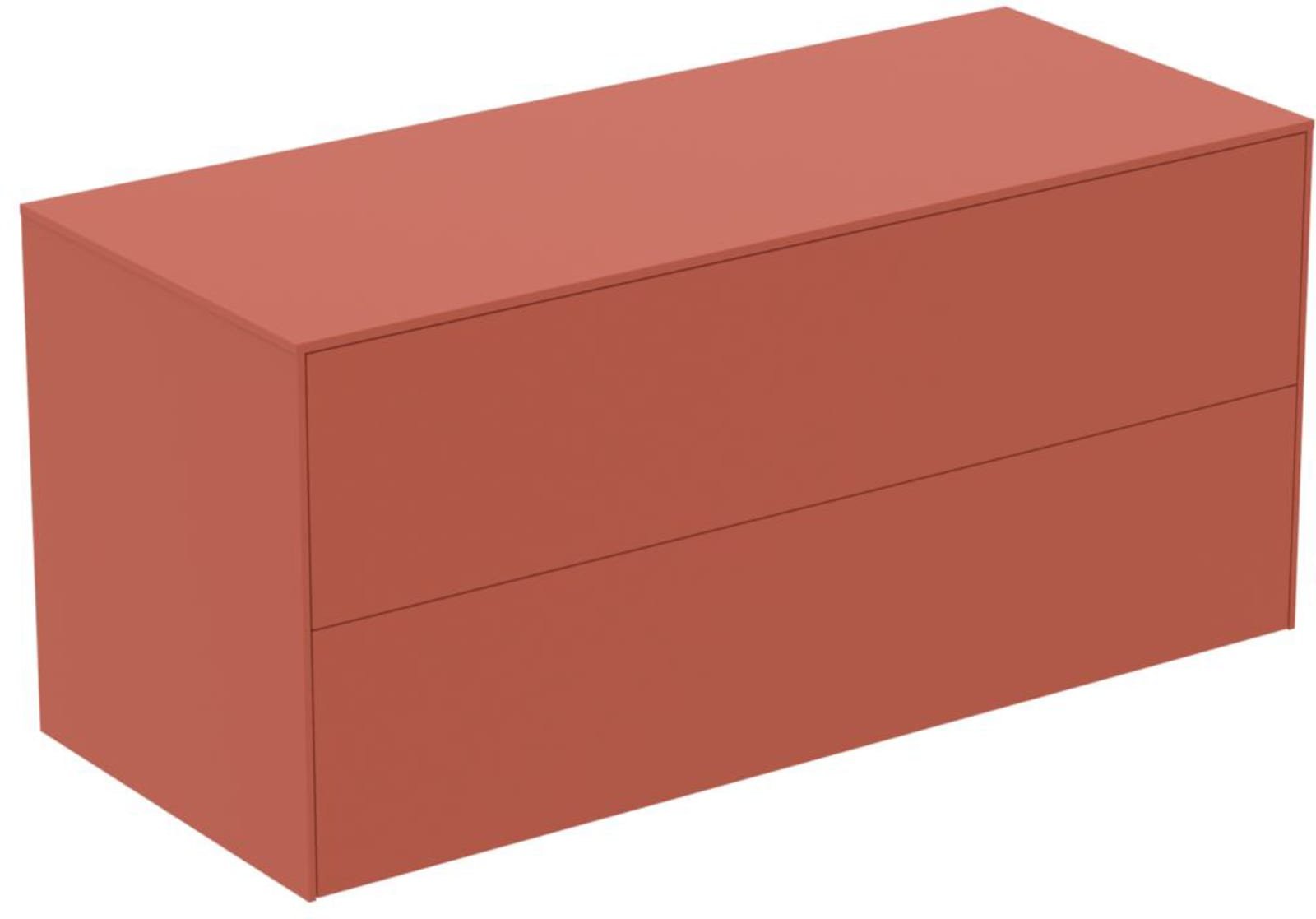 Ideal Standard Conca wastafelmeubel 1200 x 500 x 550 mm, 2 laden. Inclusief afdekblad zonder uitsnijding, matt sunset
