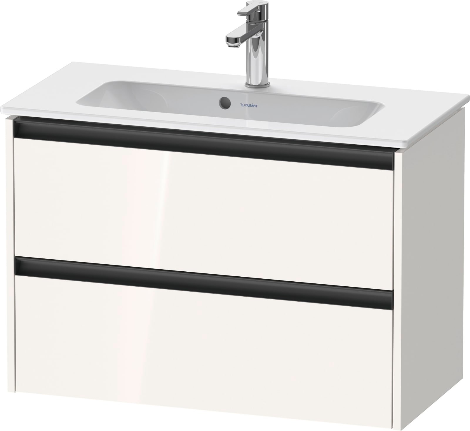 Duravit Ketho.2 Wastafelonderbouw hangend, compact, Wit Hoogglans, rechthoekig, aantal kleine lades: 2 – K25256022220000