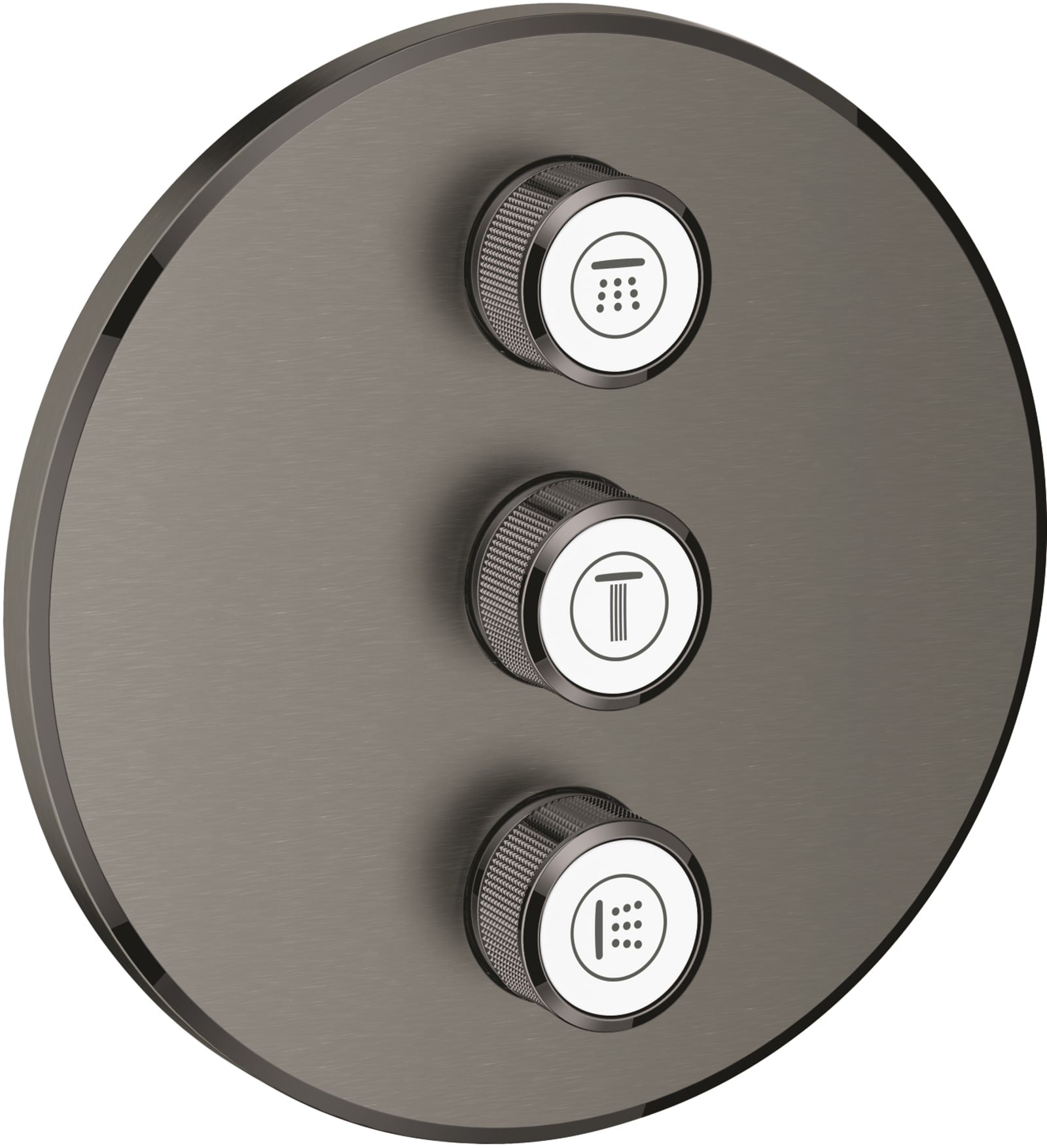 Grohe Smartcontrol, Inbouwmengkraan opbouwdeel, (stopkraan), rond, wand, met 3x omstelinrichting, hard graphite geborsteld