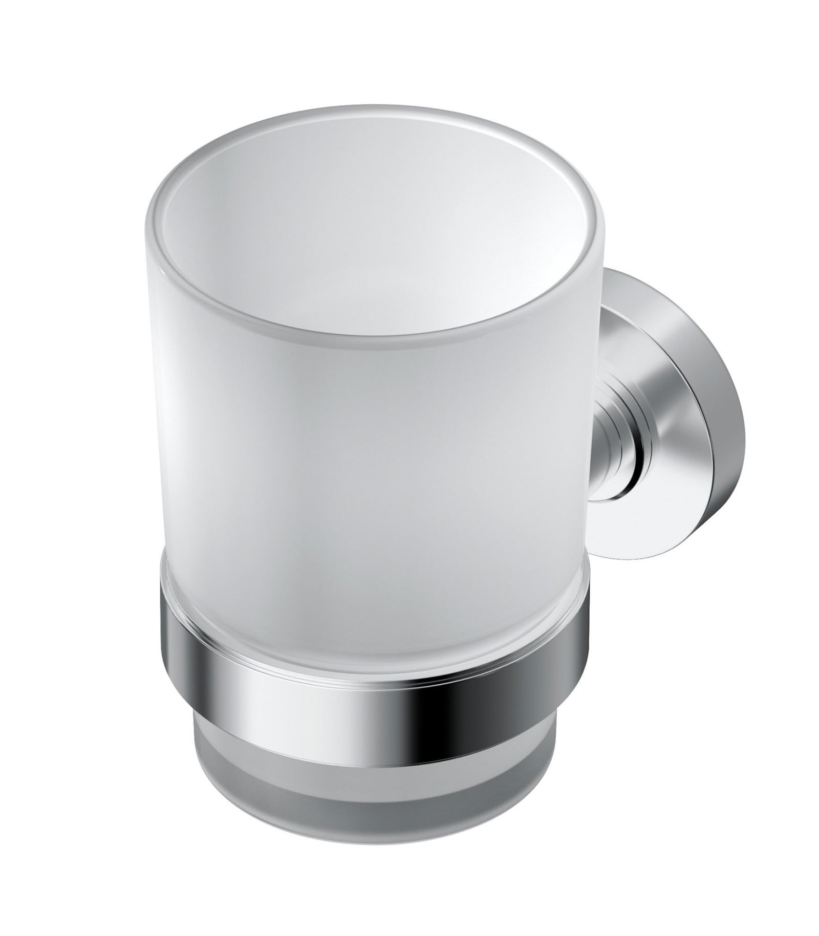Ideal Standard IOM, Glashouder, rond, wand, met beker, chroom/ mat glas