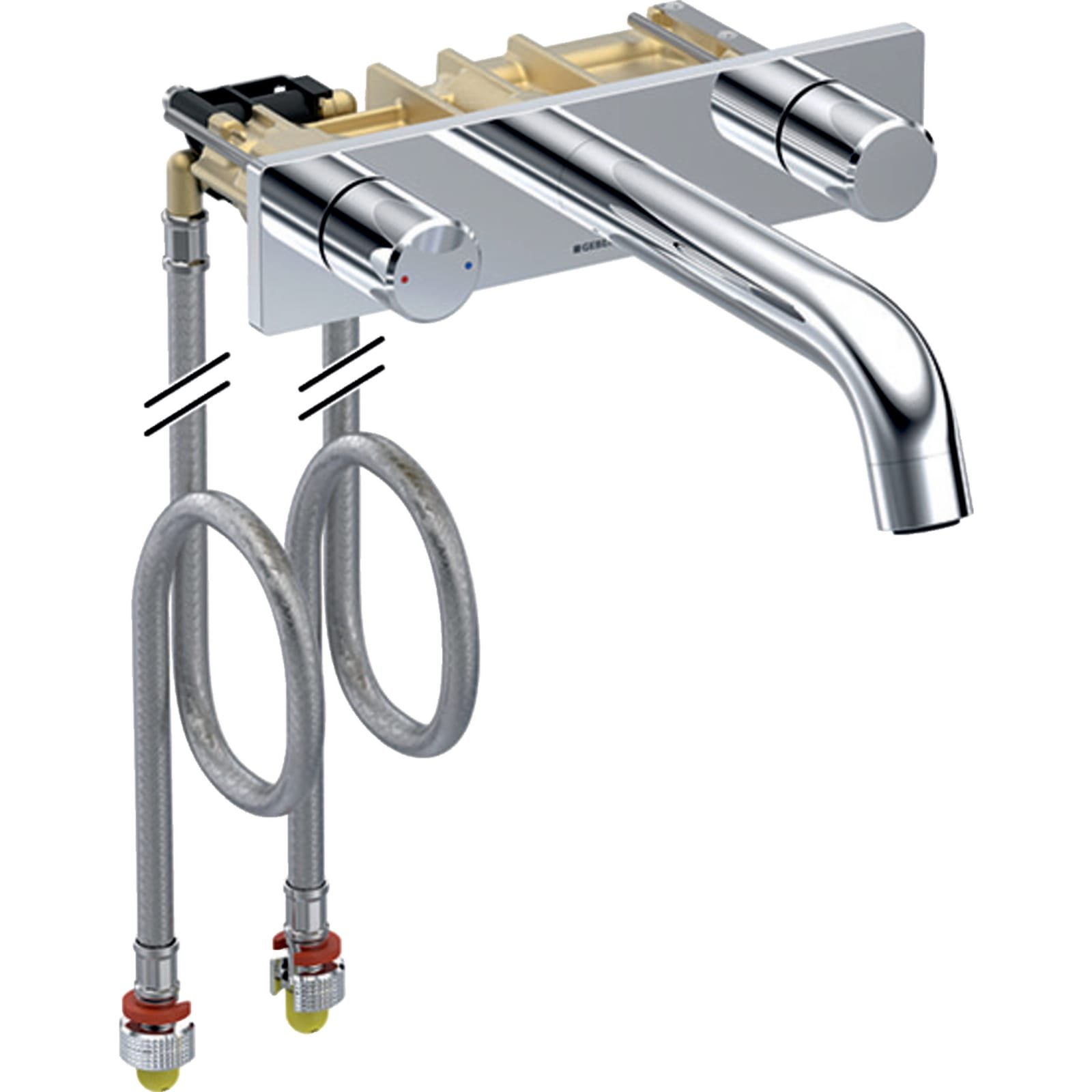Geberit ONE tweegreepswandkraan rond design L20 verchroomd