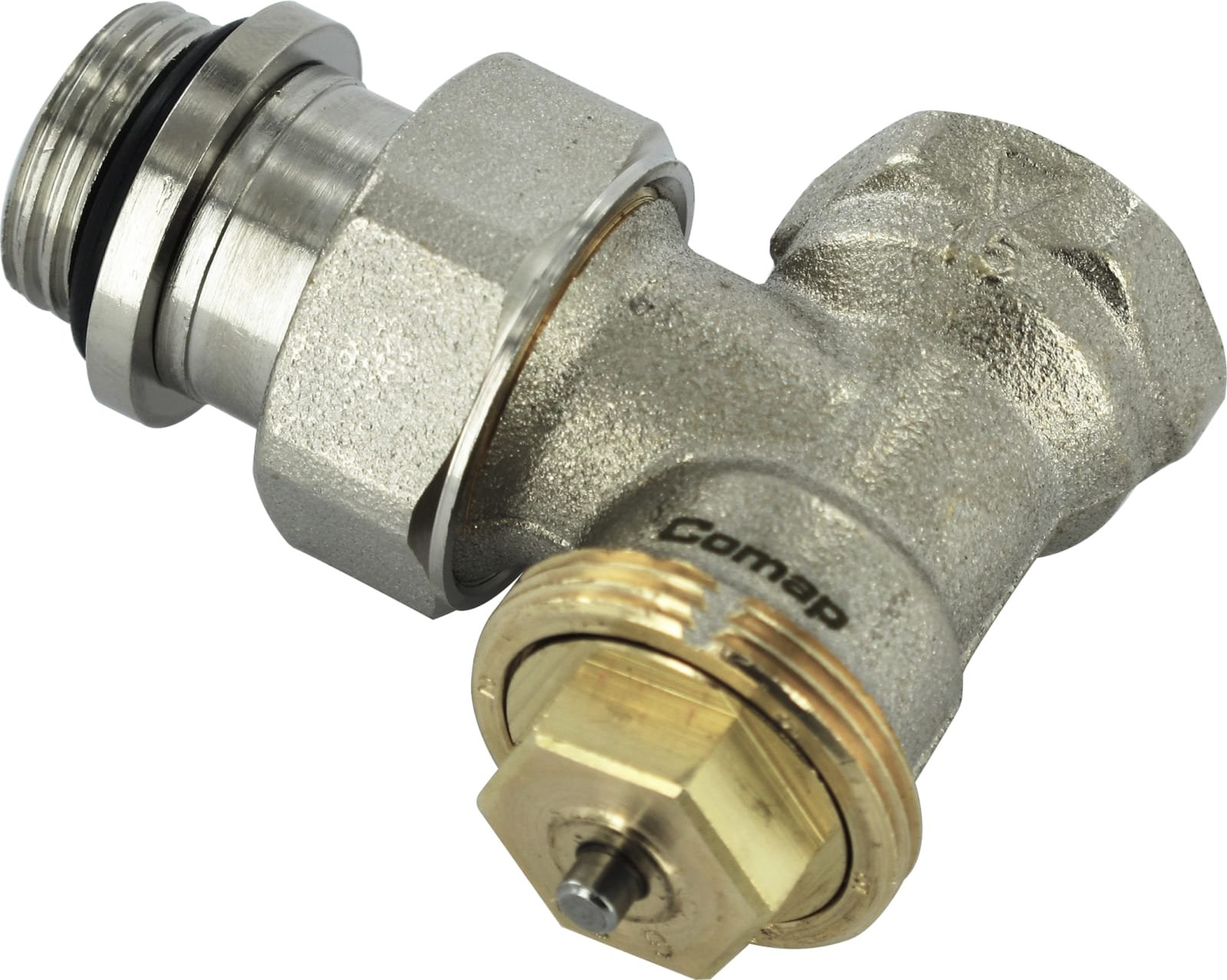 Comap voorinstelbare thermostatische radiatorkraan type R858B. 1/2" Haaks. T.b.v. M28 kop