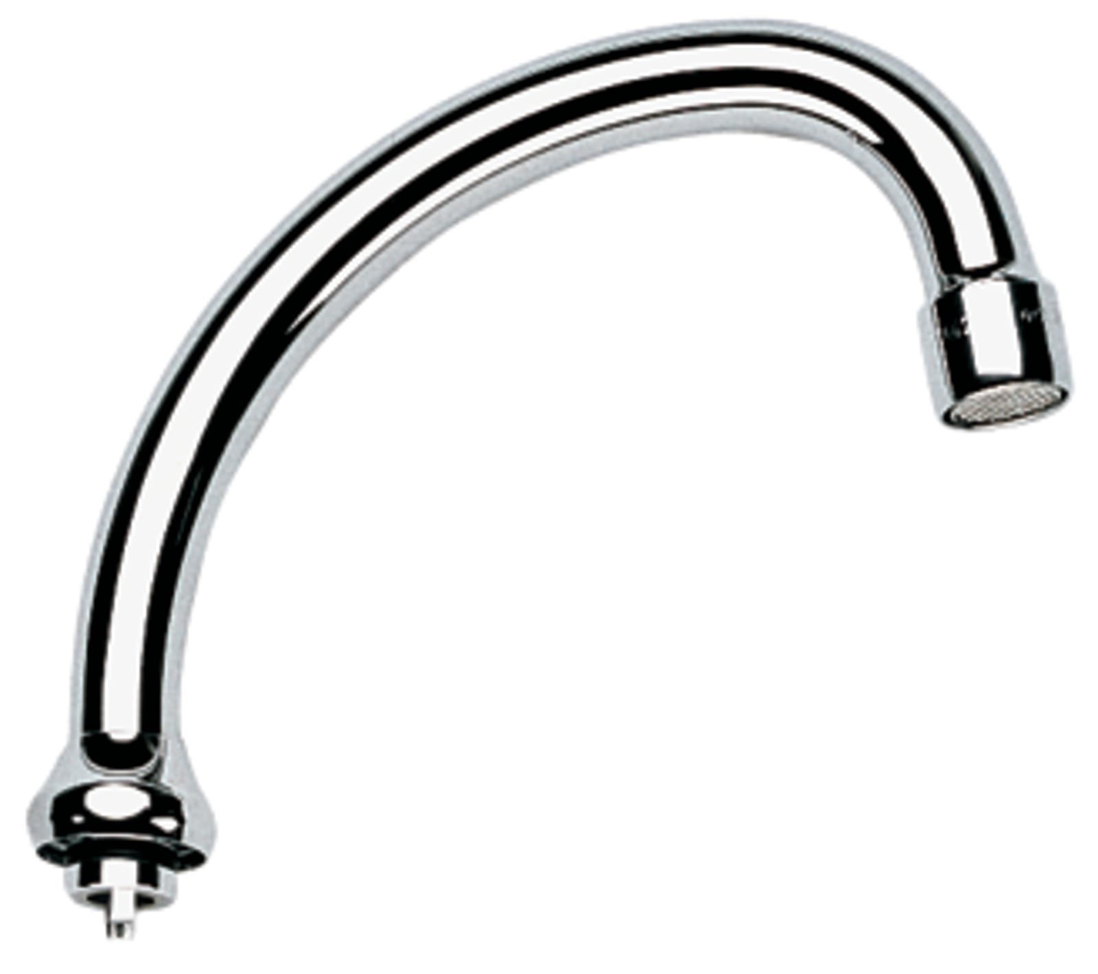 Grohe, Buisuitloop sanitairkraan, met mousseur, G3/4", 128mm hoogte, met aanslag, 140mm voorsprong J-uitloop, draaibaar, chroom