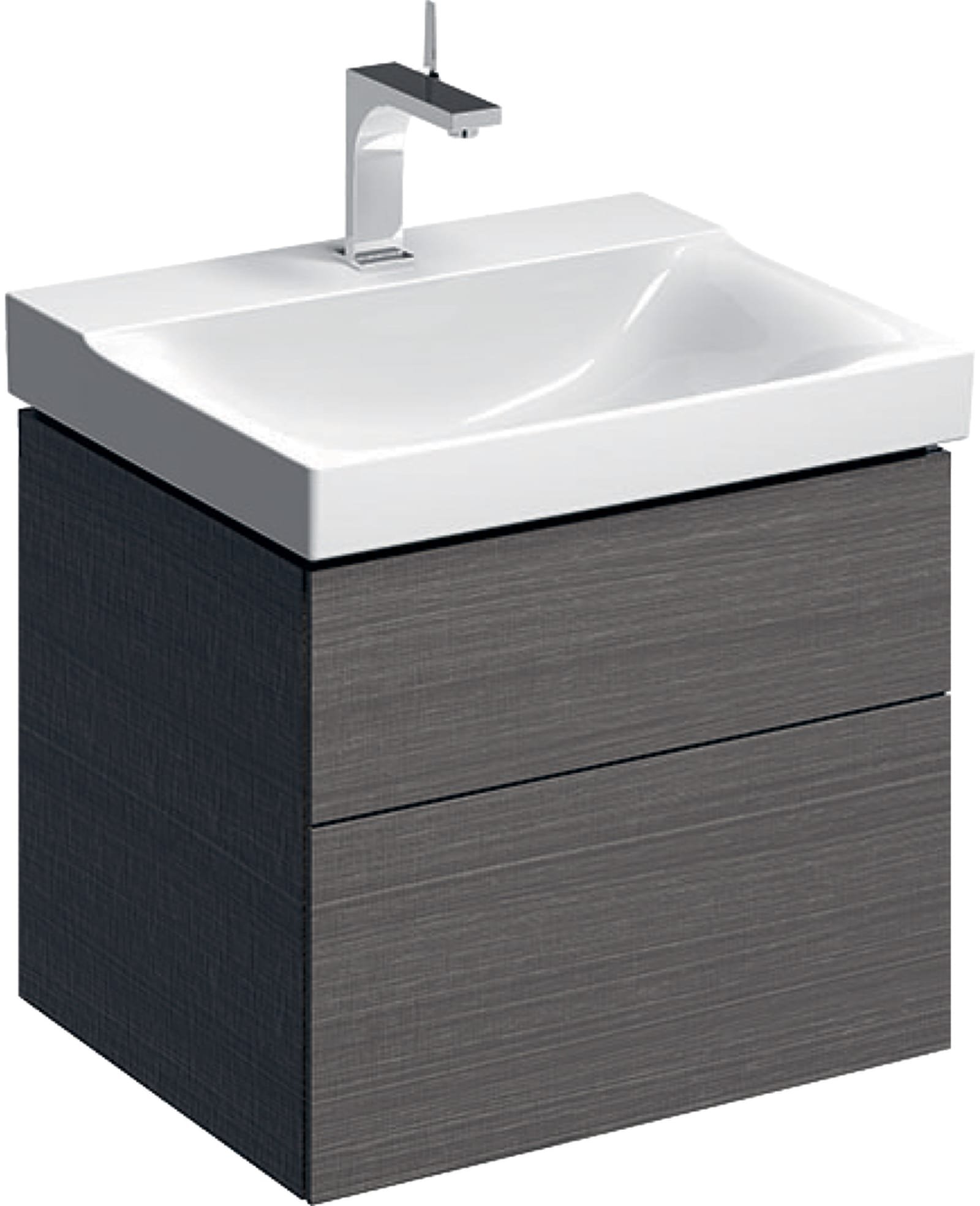 Geberit Xeno2 wastafelonderkast, 2 laden, soft-close, wandmontage, hxbxd 530x580x462mm, scultura grijs