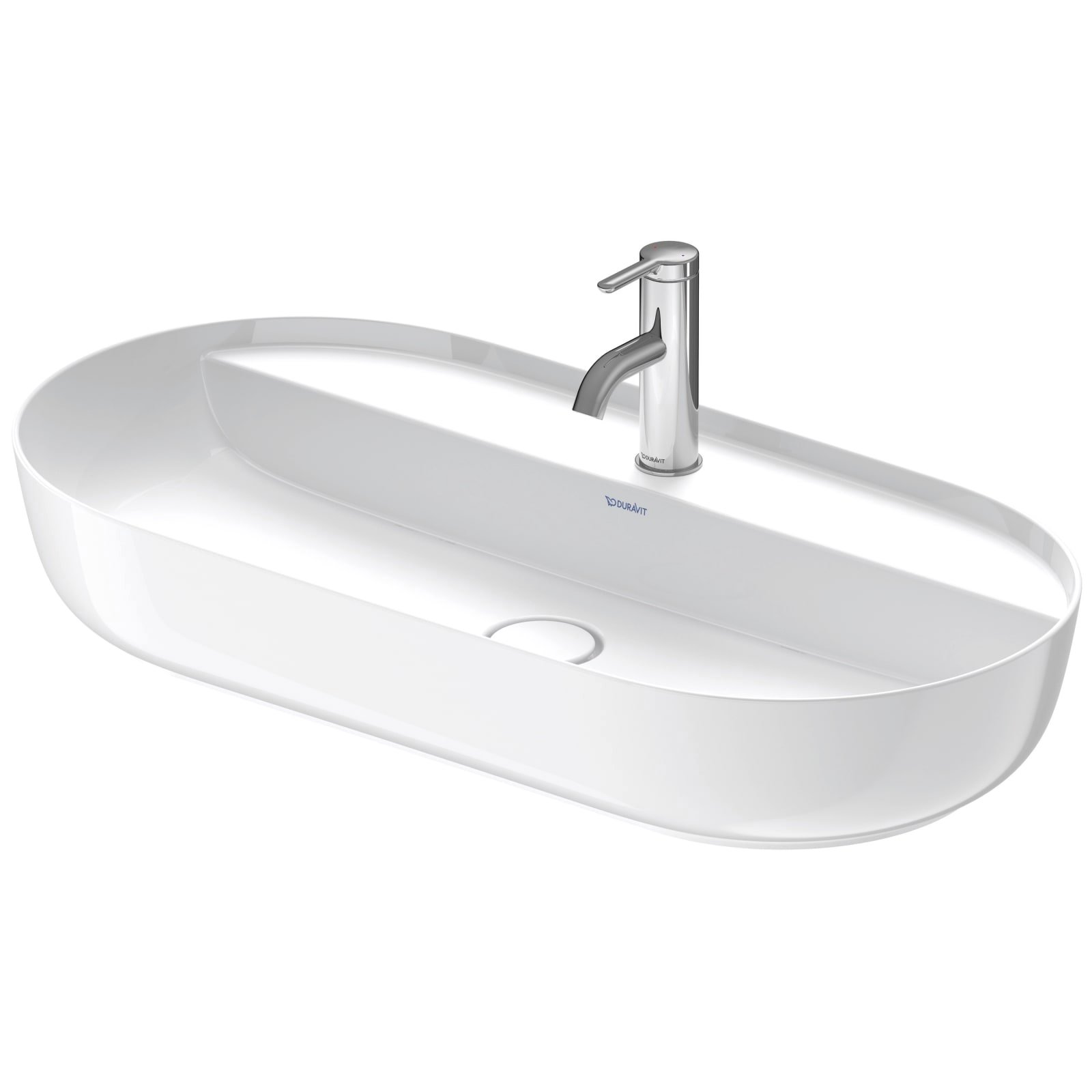 Duravit Luv Opzetwastafel 800 mm Wit Hoogglans, kraanvlak, aantal kraangaten per wasplaats: 1, geslepen – 0380800000
