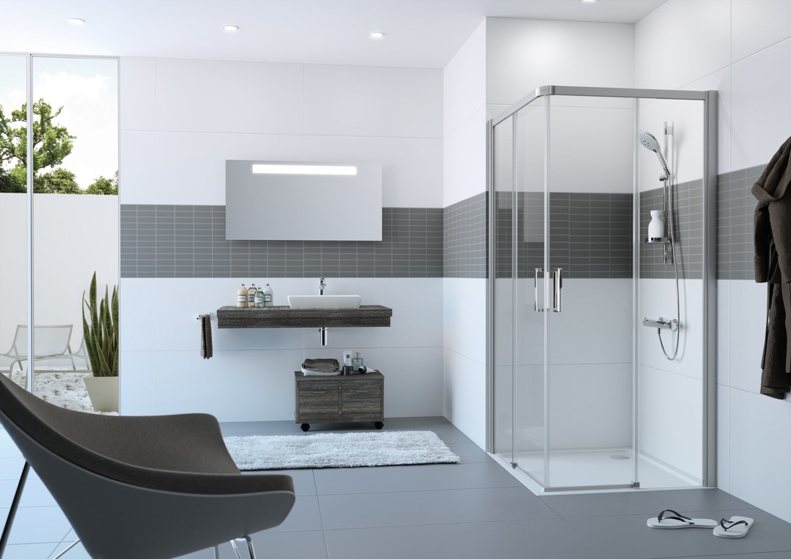 Huppe Classics 2 EasyEntry, Schuifdeur vierhoek, hoekinstap 2-delig, links, 800 x 2000mm (BxH), profiel zwart ed, glas helder