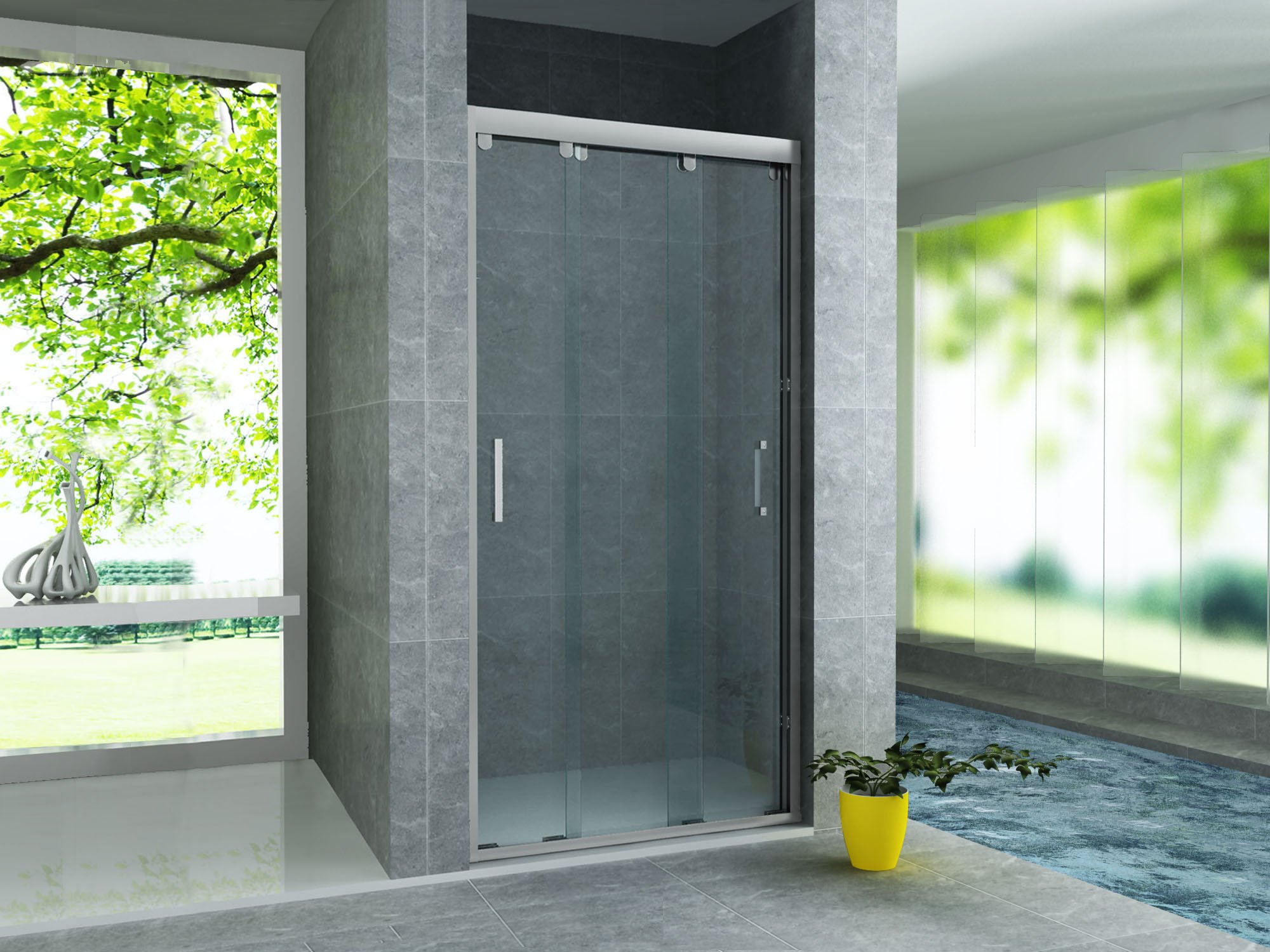 ALONI SCHUIFDEUR VOOR NIS - 3 DELIG - 800 X 2000MM - CHROOM - HELDER GLAS
